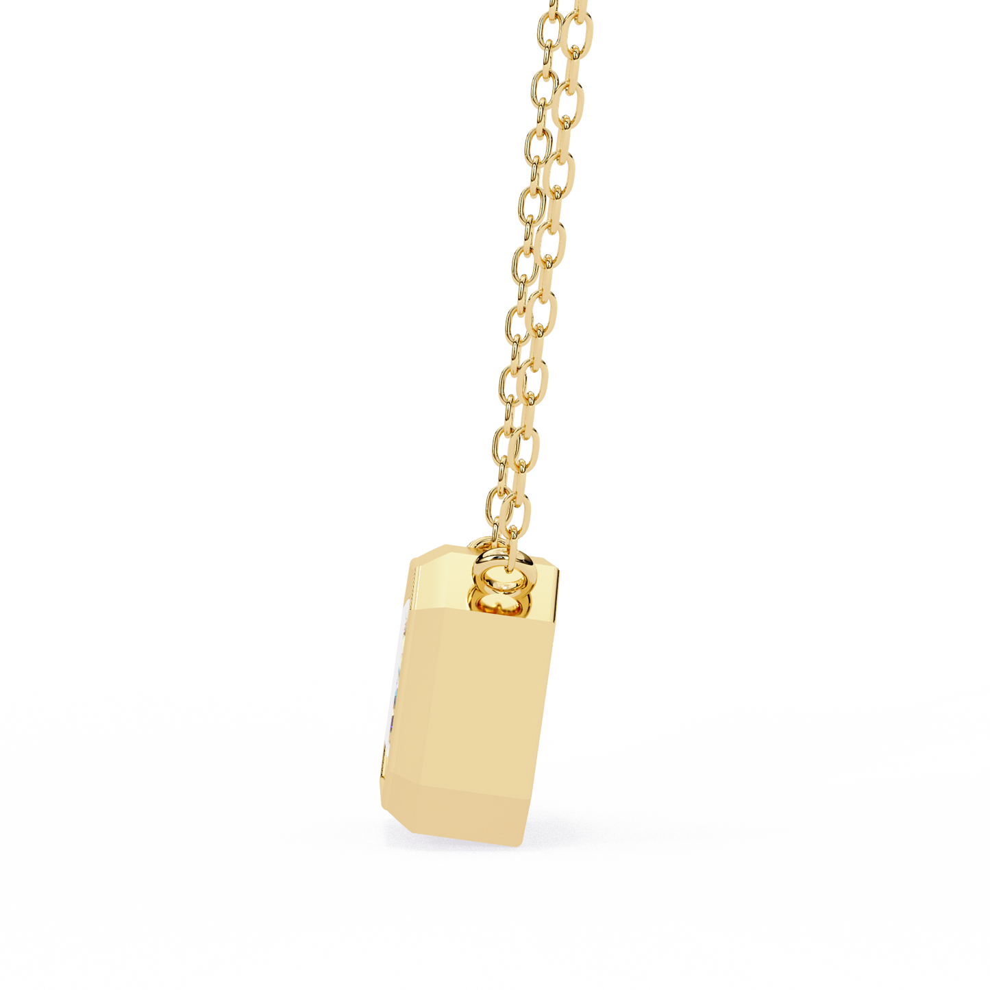 3 ct Emerald-Cut East-West Bezel Pendant Necklace | Modern Minimal Diamond Solitaire with Chain | Lab-Grown or Moissanite | Solid Gold/Platinum