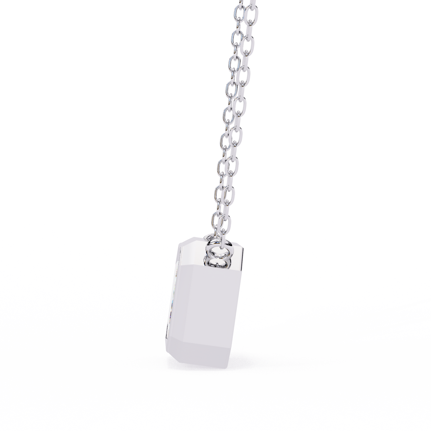 3 ct Emerald-Cut East-West Bezel Pendant Necklace | Modern Minimal Diamond Solitaire with Chain | Lab-Grown or Moissanite | Solid Gold/Platinum