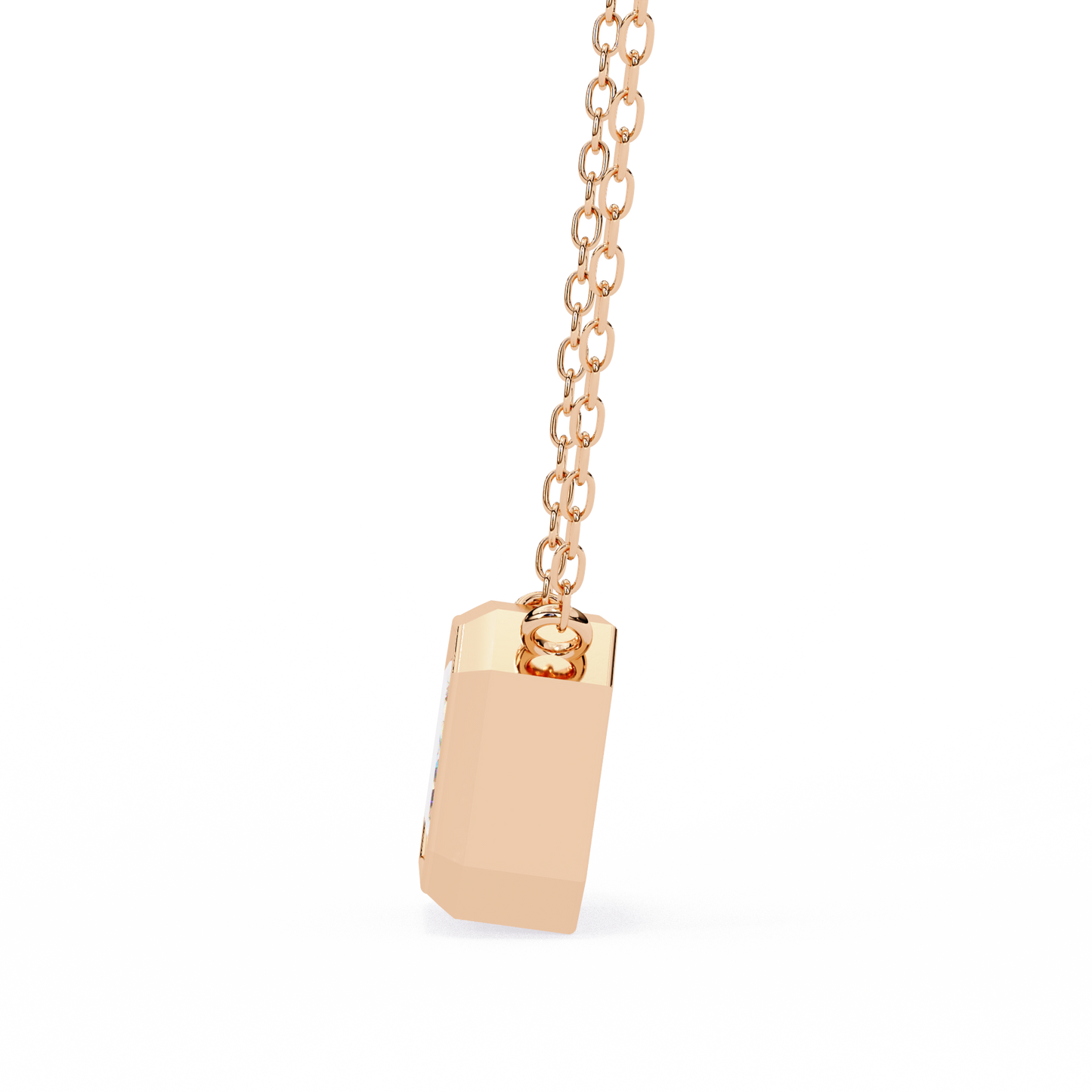 3 ct Emerald-Cut East-West Bezel Pendant Necklace | Modern Minimal Diamond Solitaire with Chain | Lab-Grown or Moissanite | Solid Gold/Platinum