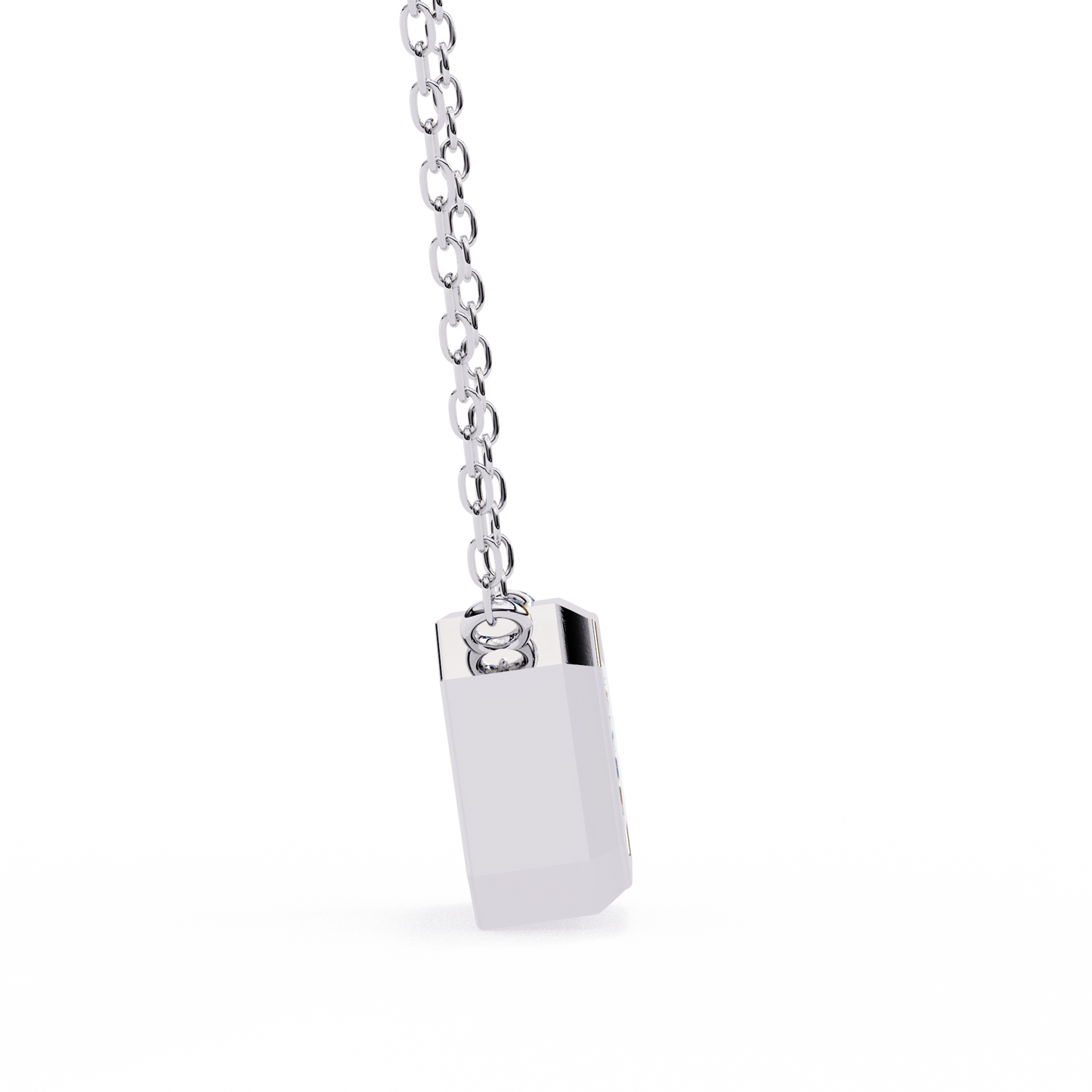 3 ct Emerald-Cut East-West Bezel Pendant Necklace | Modern Minimal Diamond Solitaire with Chain | Lab-Grown or Moissanite | Solid Gold/Platinum