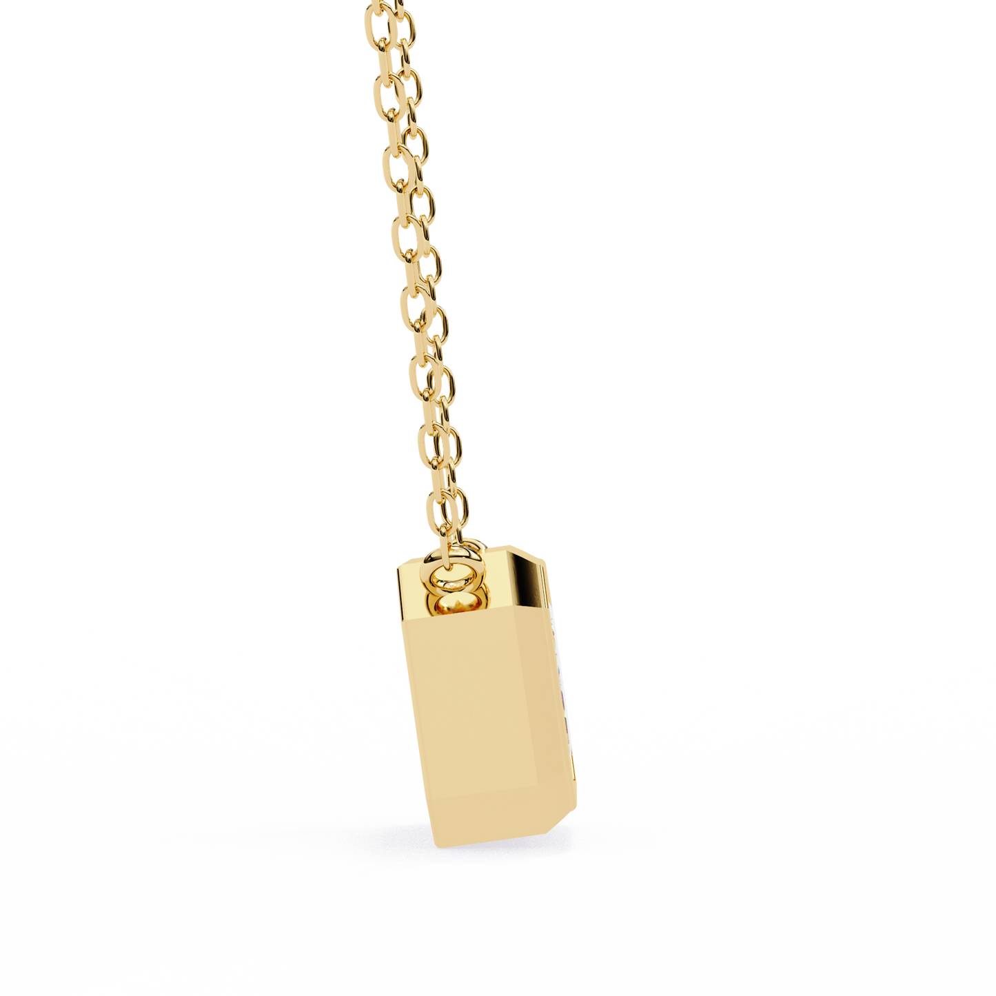 3 ct Emerald-Cut East-West Bezel Pendant Necklace | Modern Minimal Diamond Solitaire with Chain | Lab-Grown or Moissanite | Solid Gold/Platinum