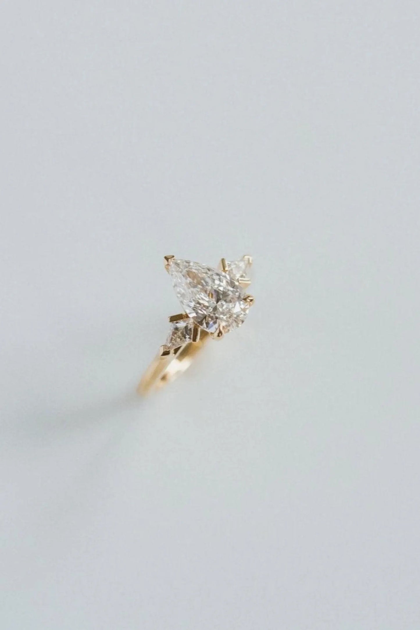 Three Stone 3 CT Pear Cut Moissanite Engagement Ring Pear Cut Wedding Ring Kite Shaped Diamond Ring Pear Lab Grown Diamond Ring.