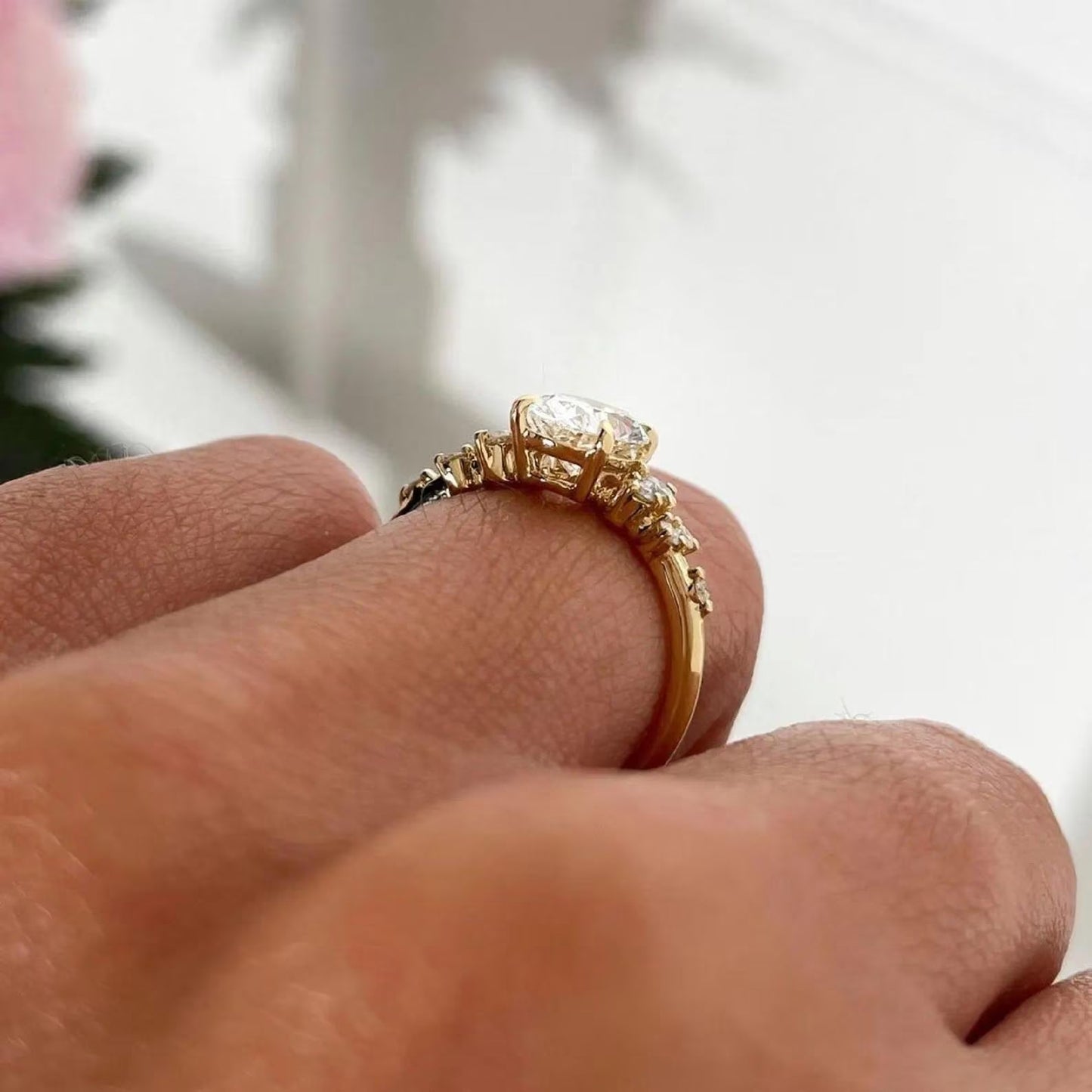 3 CT Oval Moissanite Engagement Ring Oval Cluster Diamond Wedding Ring 14K Solid Gold Anniversary Ring Oval Vintage Ring.
