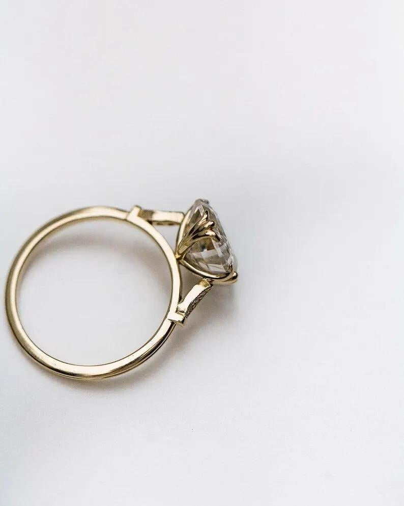 Vintage 3 CT Old Mine Asscher Cut Moissanite Engagement Ring Antique Asscher Moissanite Wedding Ring Women 14K Gold Lab Grown Diamond Ring.