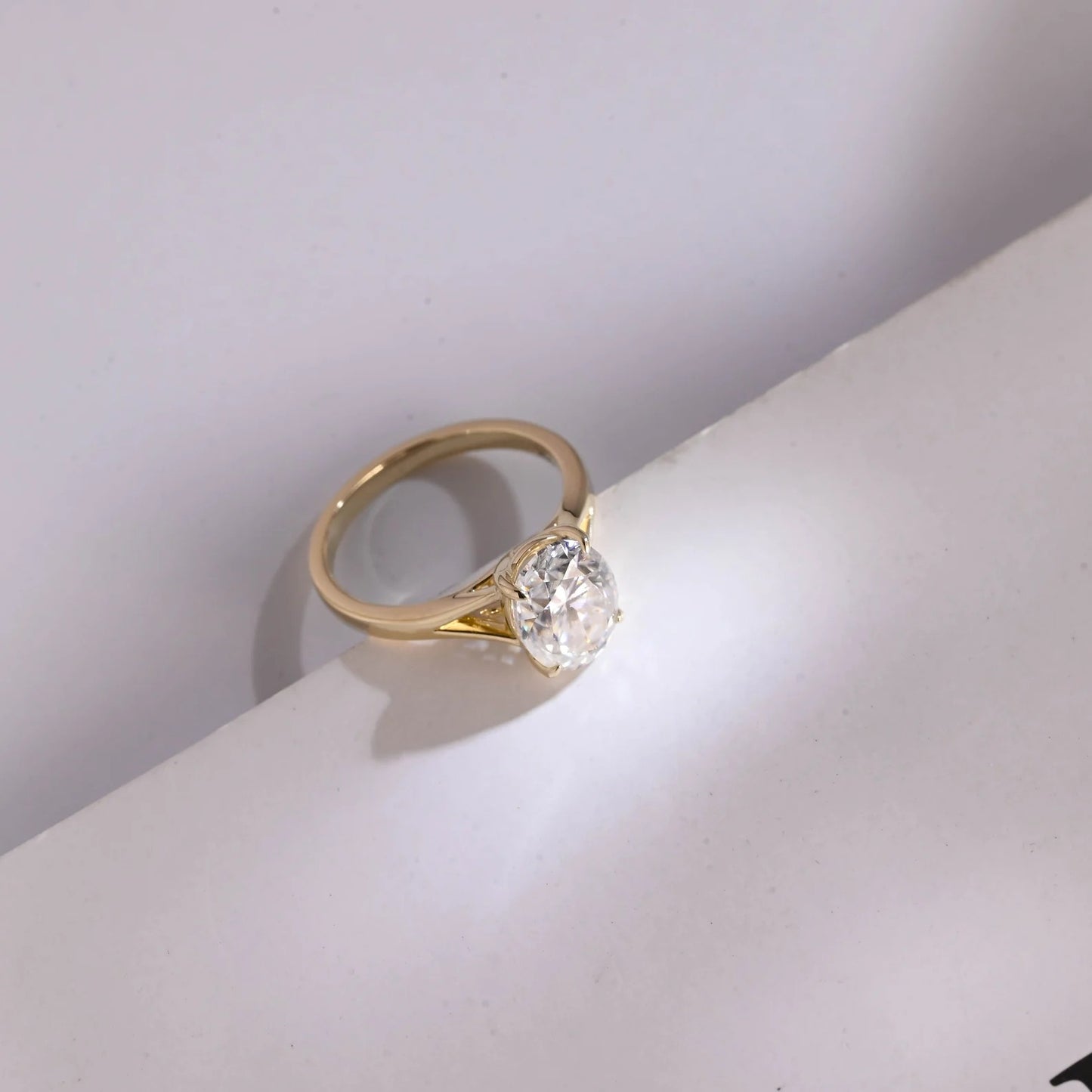 Solid Gold Oval Moissanite Engagement Ring with Bar, Promise Ring, Proposal Ring, Anniversary/ Birthday Gift for Women/ Her