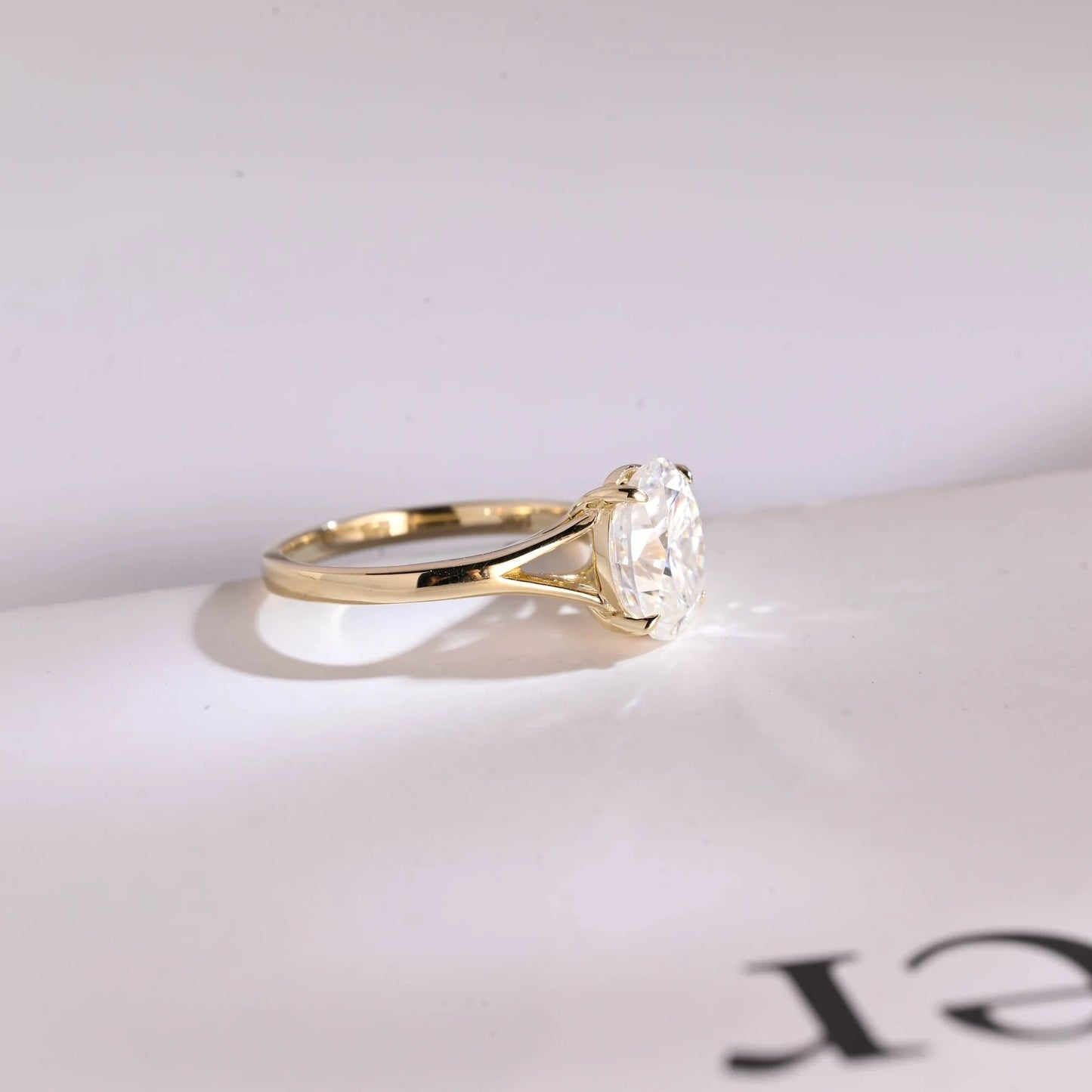 Solid Gold Oval Moissanite Engagement Ring with Bar, Promise Ring, Proposal Ring, Anniversary/ Birthday Gift for Women/ Her
