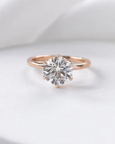 2 CT Round Cut Tulip Prong Ring Round Cut Moissanite Diamond Engagement Ring Round Solitaire Wedding Ring 14K Solid Gold Lab Grown Ring