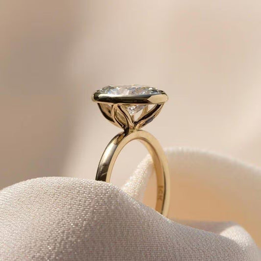 3 CT Oval Cut Moissanite Engagement Ring Bezel Set Moissanite Solitaire Ring Promise Anniversary Ring For Women Lab Grown Statement Ring.