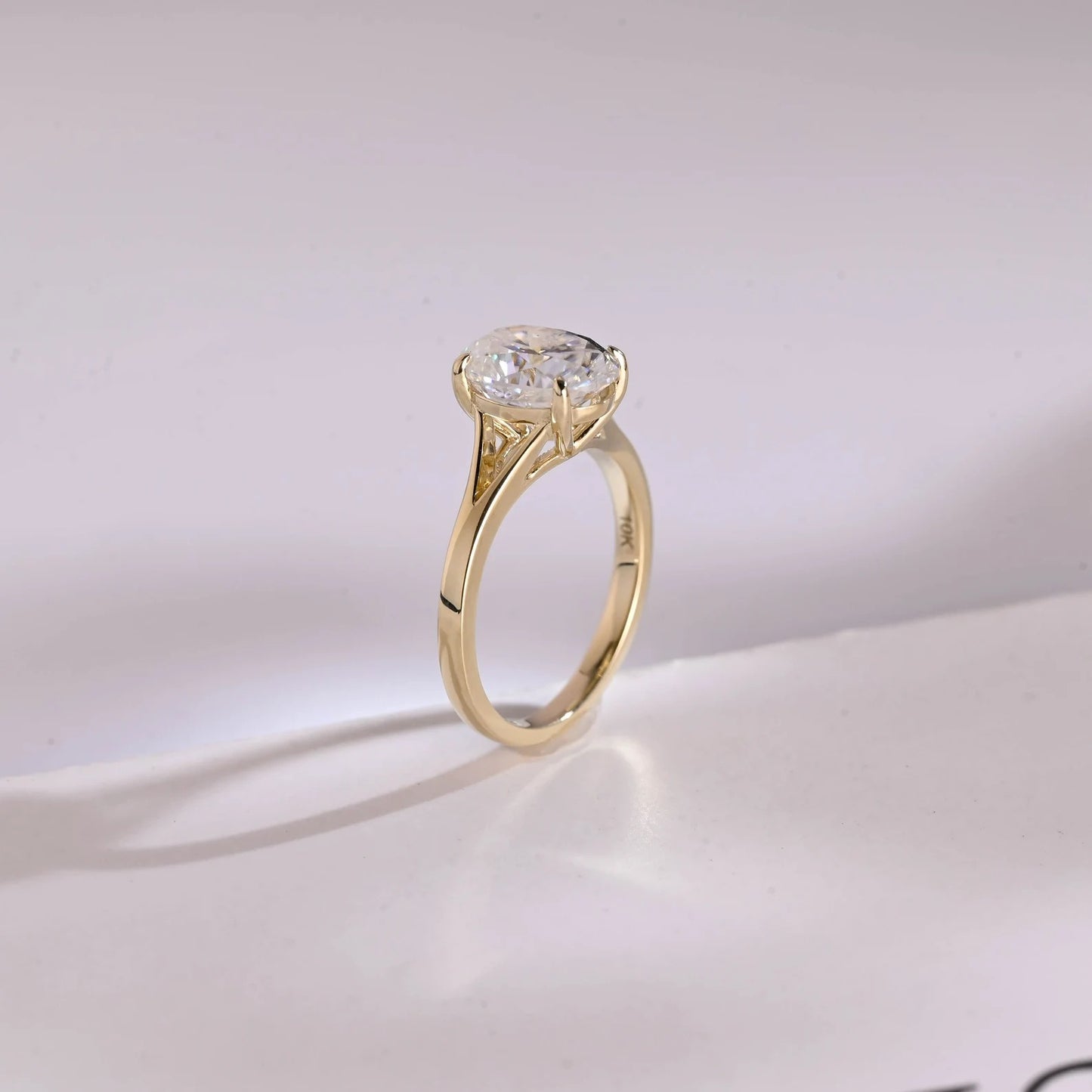 Solid Gold Oval Moissanite Engagement Ring with Bar, Promise Ring, Proposal Ring, Anniversary/ Birthday Gift for Women/ Her