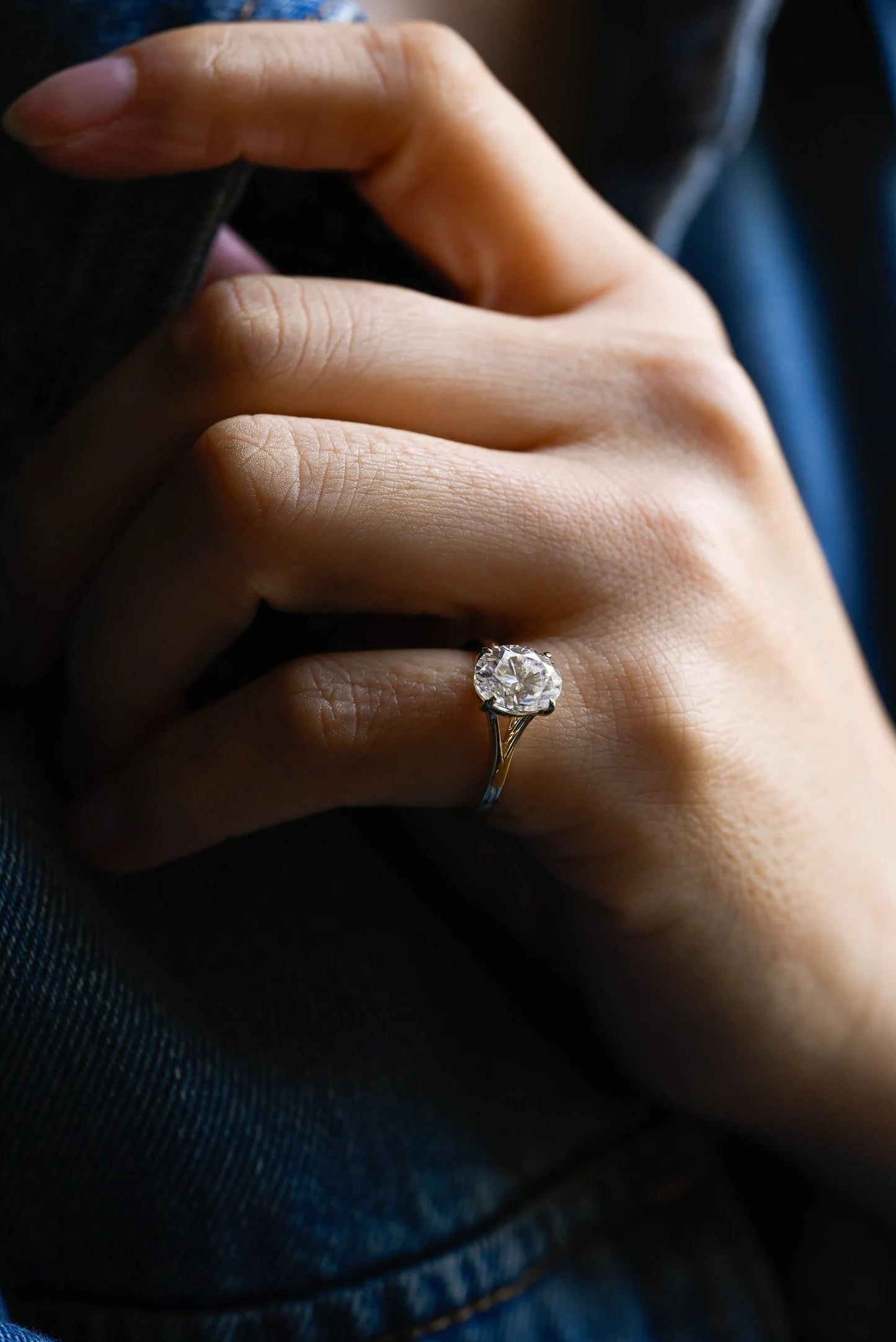 Solid Gold Oval Moissanite Engagement Ring with Bar, Promise Ring, Proposal Ring, Anniversary/ Birthday Gift for Women/ Her