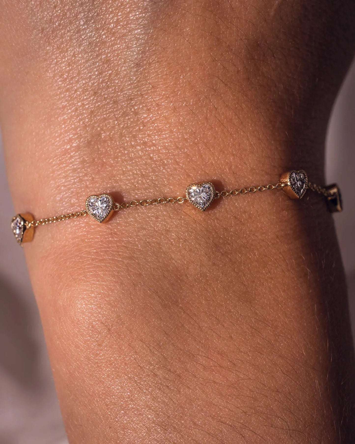 Heart Shape Bezel Set Moissanite & Lab-Grown Diamond Bracelet