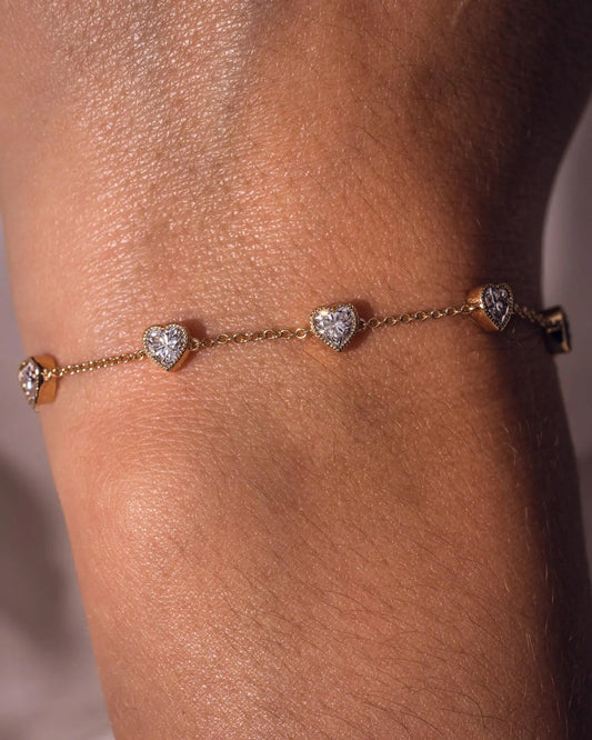 Heart Shape Bezel Set Moissanite & Lab-Grown Diamond Bracelet