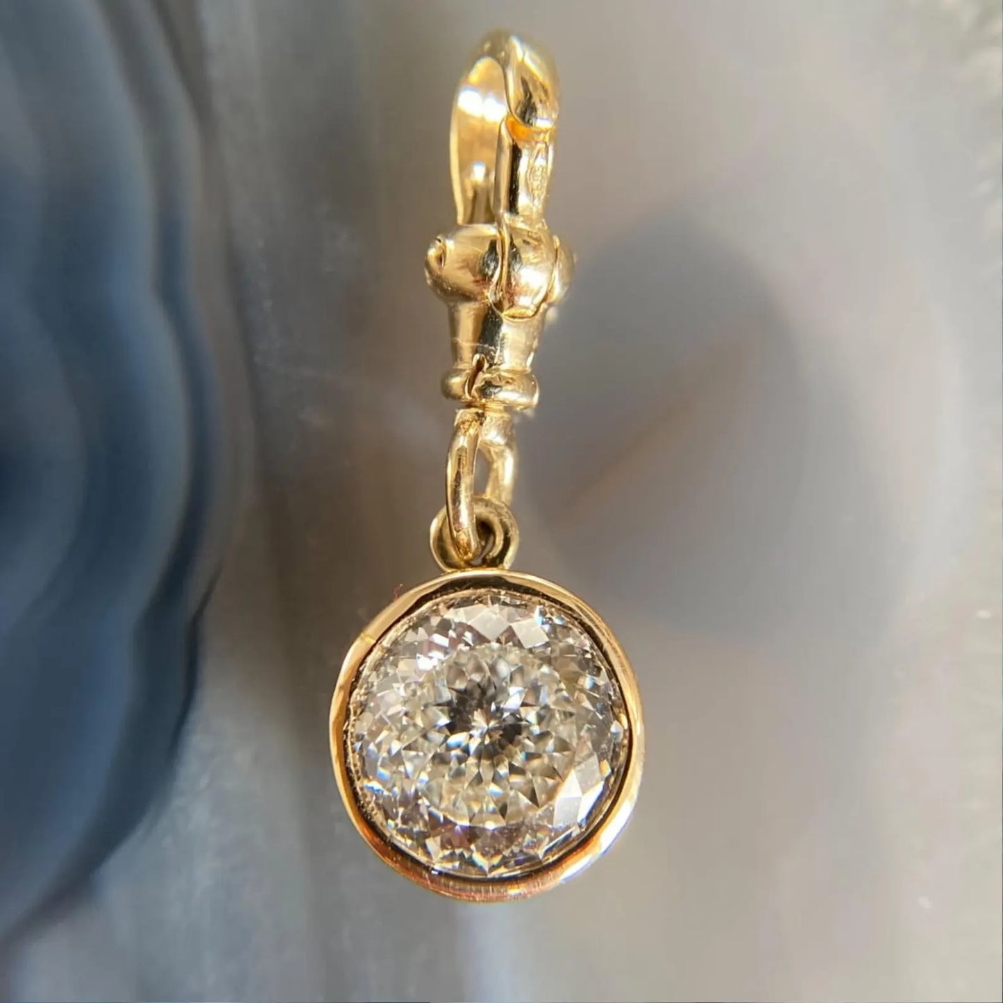 Portuguese Cut Bezel Set Sparkly Pendant Simple Elegant Jewelry