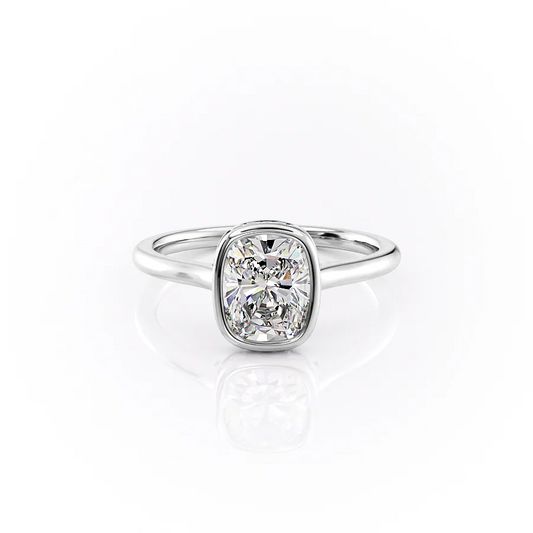 2 CT Elongated Cushion Cut Moissanite Engagement Ring Unique Bezel Set Halo Lab Grown Diamond Ring 14K Solid Gold Solitaire Diamond Ring.