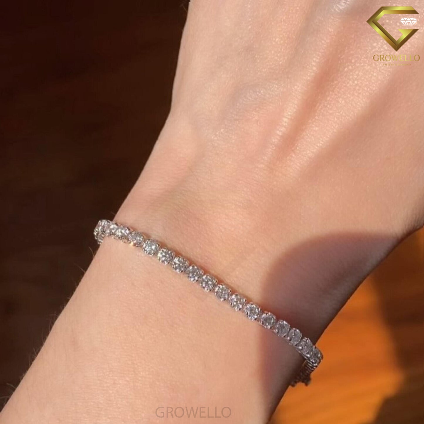 Luxury 5-MM Round Cut Tennis Bracelet in Solid Gold, Lab Grown Diamond or Moissanite