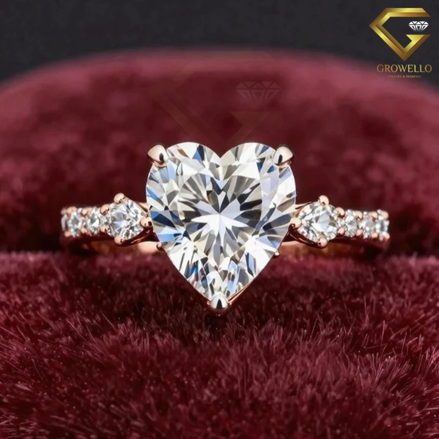 3CT Heart Cut Three Stone Engagement Ring, Vintage Tapered Band, Solid Gold, IGI Lab Grown Diamond or Moissanite