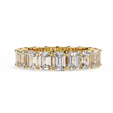 Emerald-Cut Eternity Ring | Full-Circle Shared-Prong | Lab-Grown Diamond/Moissanite | Solid Gold or Platinum | Wedding & Anniversary Band