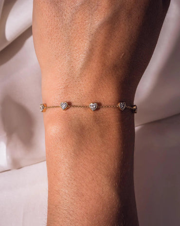 Heart Shape Bezel Set Moissanite & Lab-Grown Diamond Bracelet