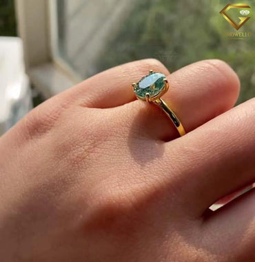 3CT Green Oval Engagement Ring, Luxury Solitaire, Solid Gold, Lab-Grown Diamond or Moissanite