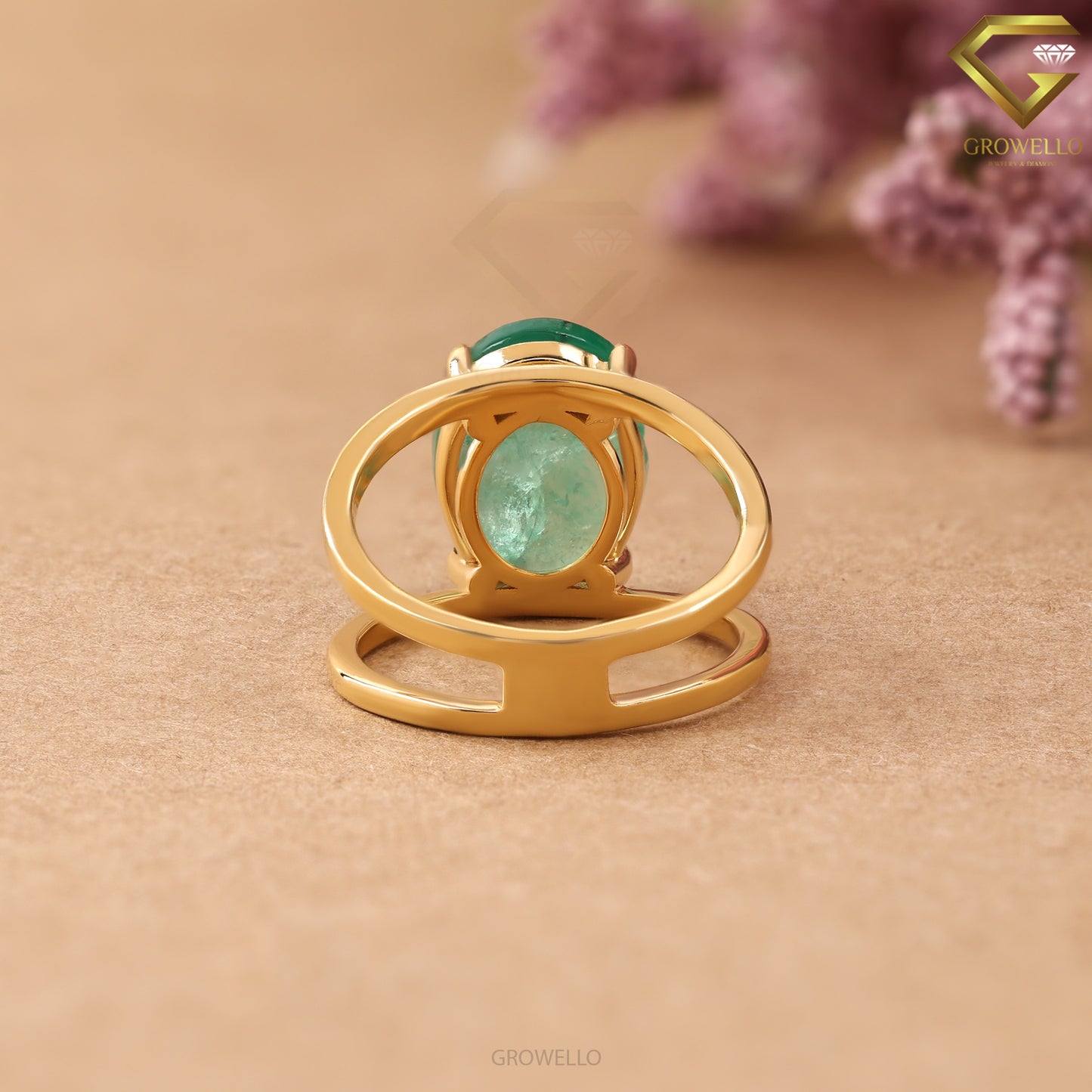 4CT Oval Emerald Panna Engagement Ring, Open Bypass Prong Design, Solid Gold, Natural Green Gemstone