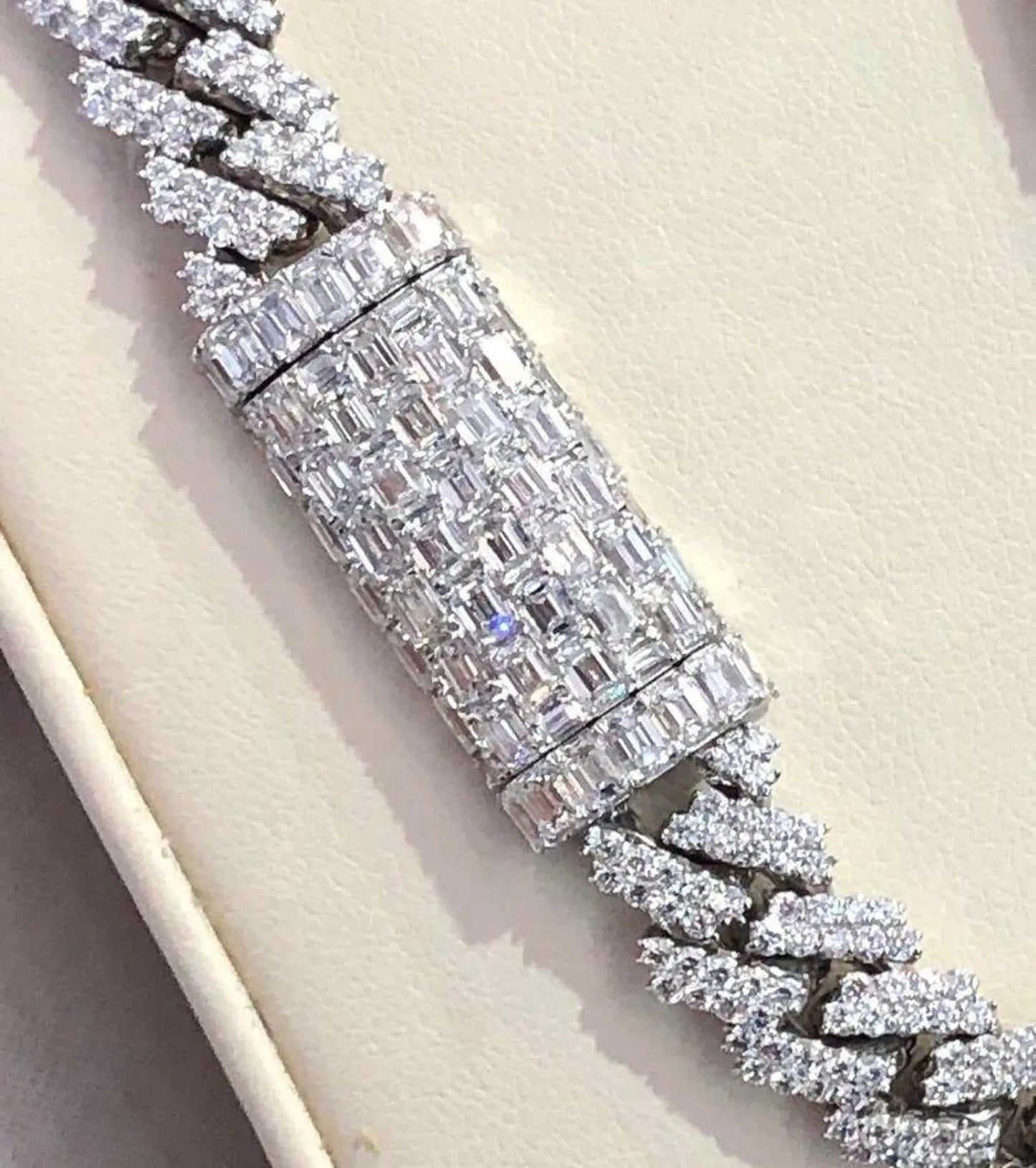 12mm Real VVS1 Moissanite Diamond Cuban Link Chain Hip Hop Chain