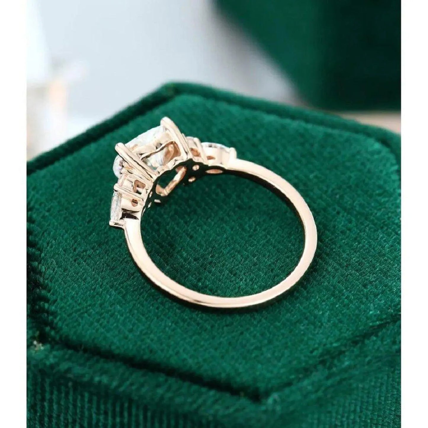 Heart Cut Marquise Accent Diamond Moissanite Engagement Ring