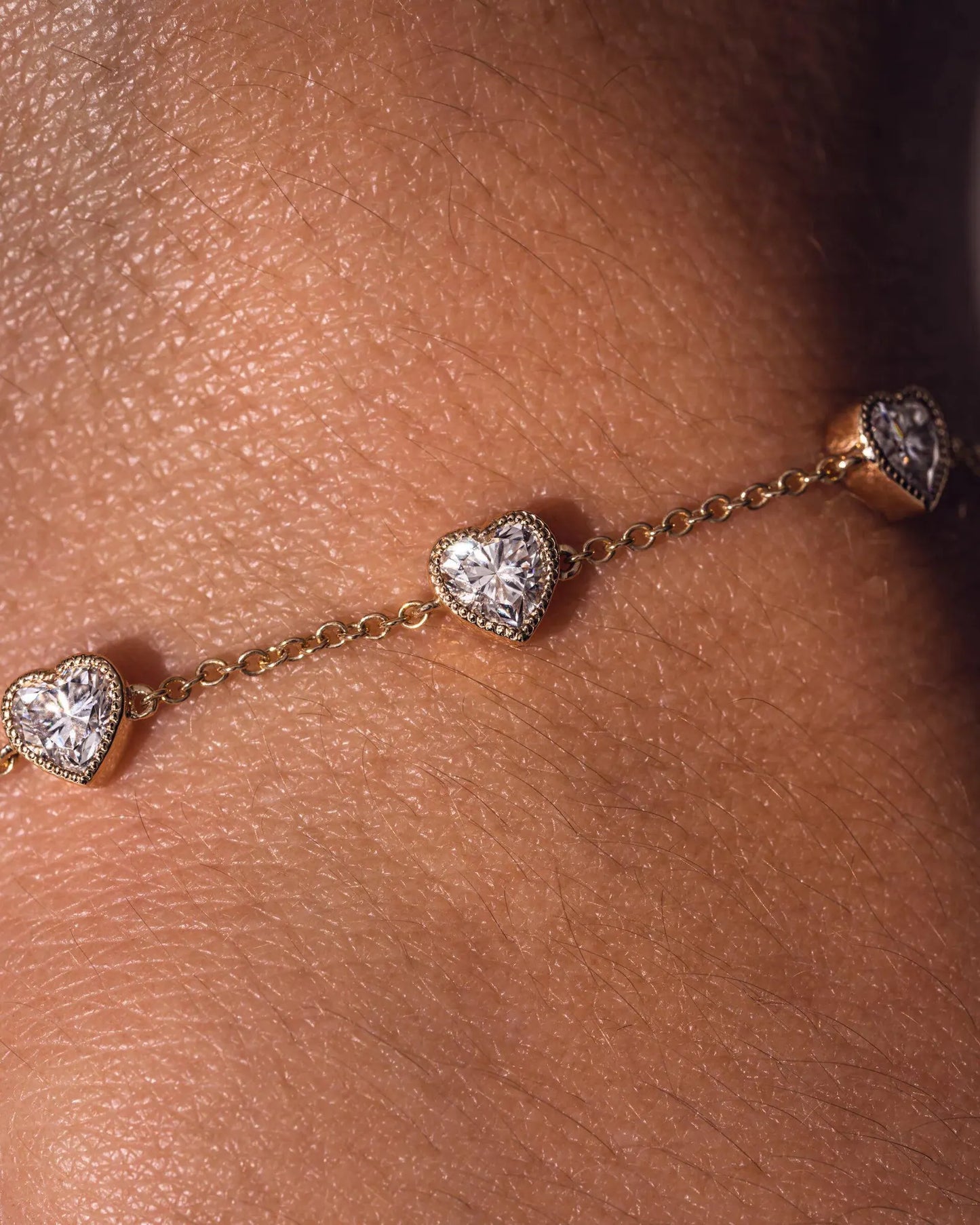 Heart Shape Bezel Set Moissanite & Lab-Grown Diamond Bracelet