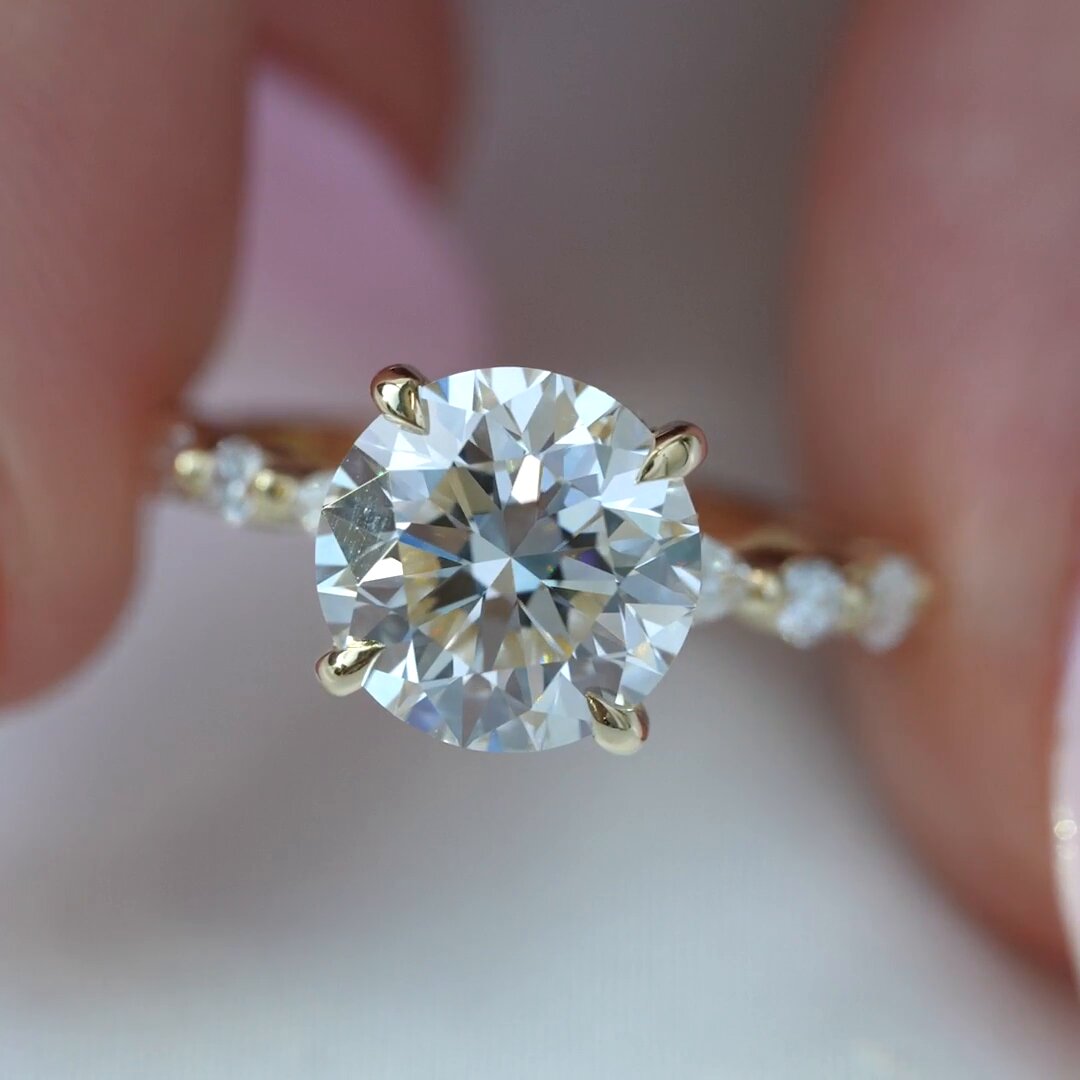 3 CT Round Moissanite Engagement Ring Hidden Halo Lab Grown Diamond Ring Marquise Pave Alternative Band Ring 14K Solid Gold Anniversary Ring