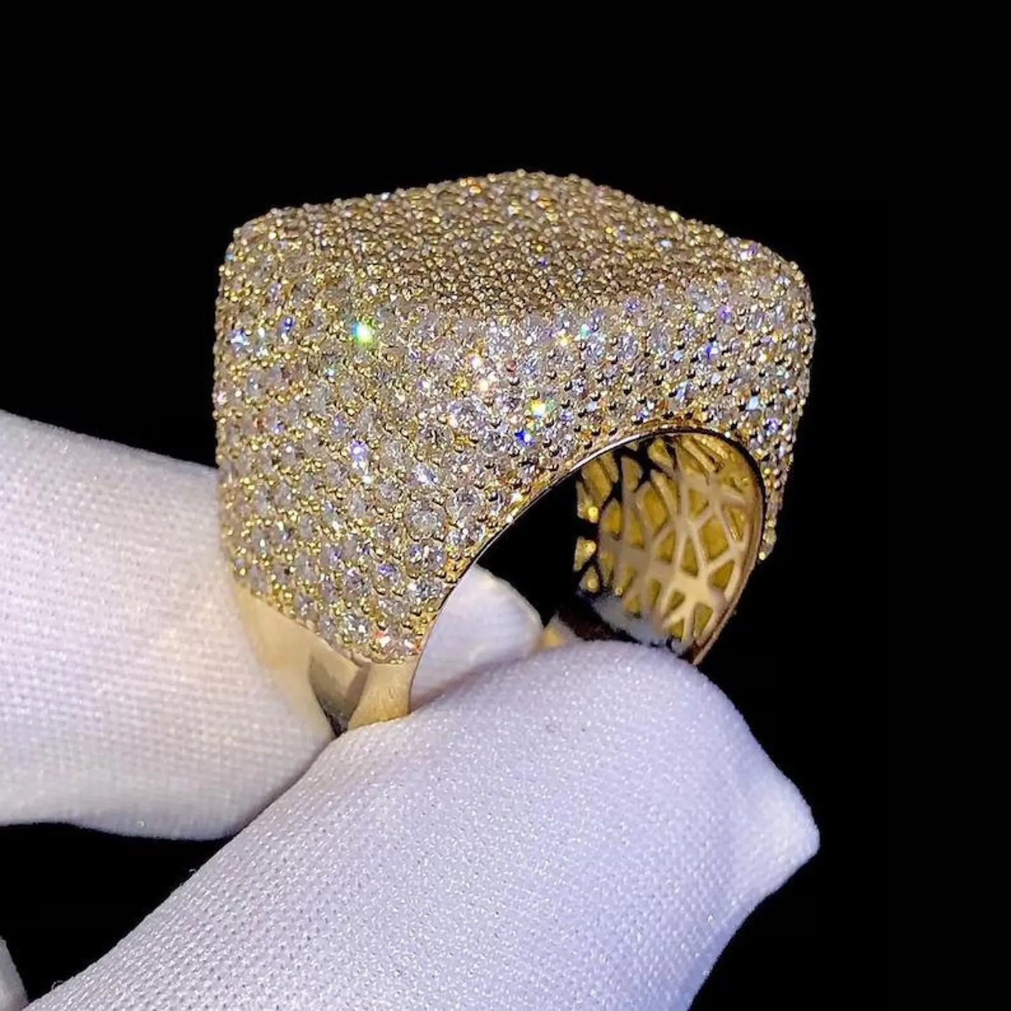 Billy Stedman Men Silver Champion Ring, Full Ice out Diamond