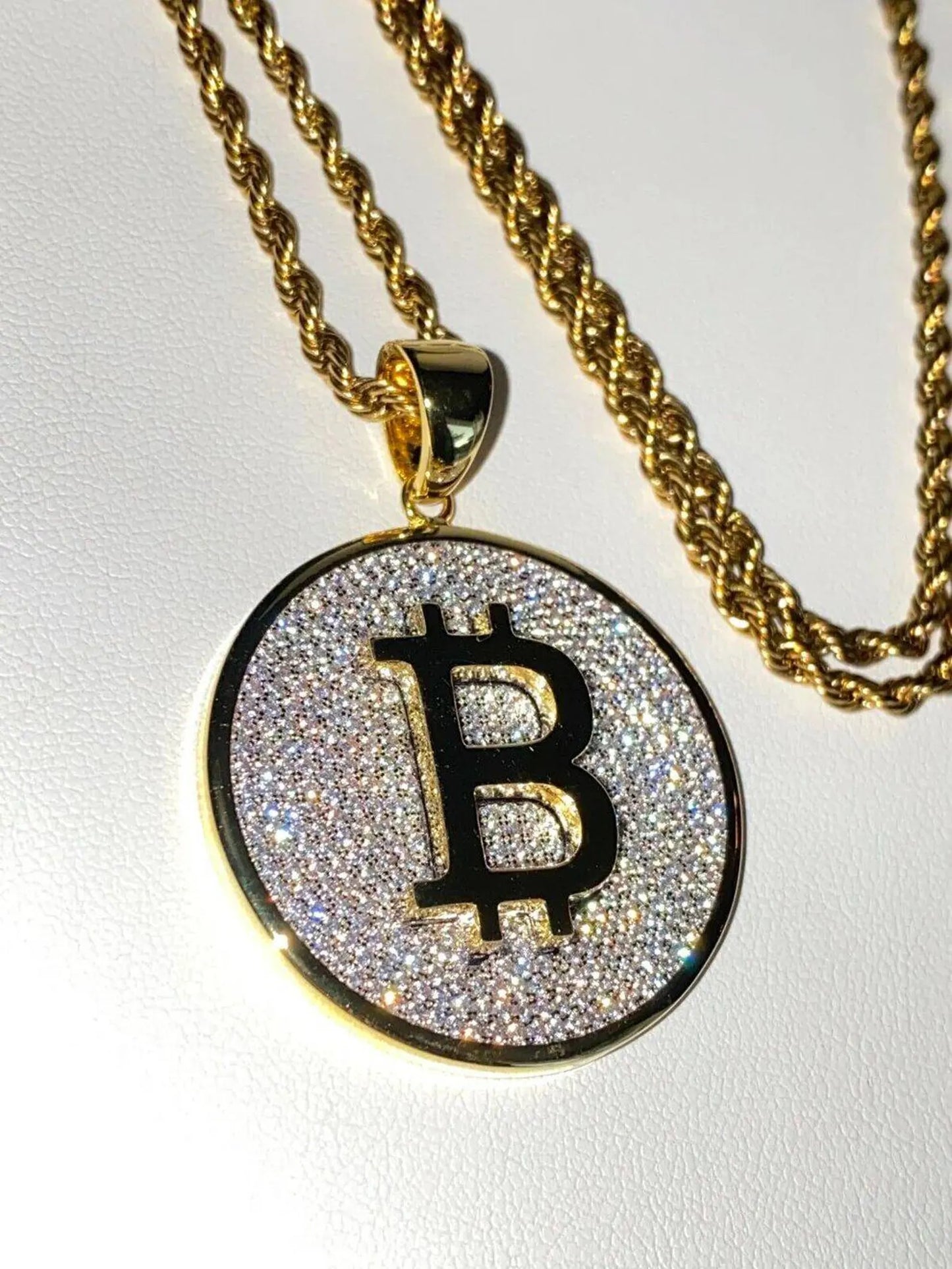 Bitcoin iced out pendants, Bitcoin Moissanite iced out pendant