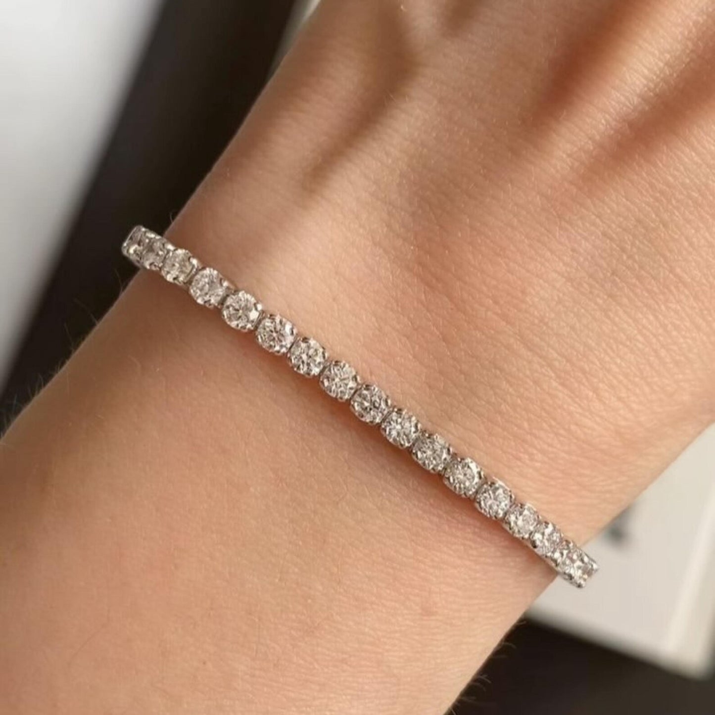 5MM Round Cut Lab Grown Diamond Tennis Bracelet
