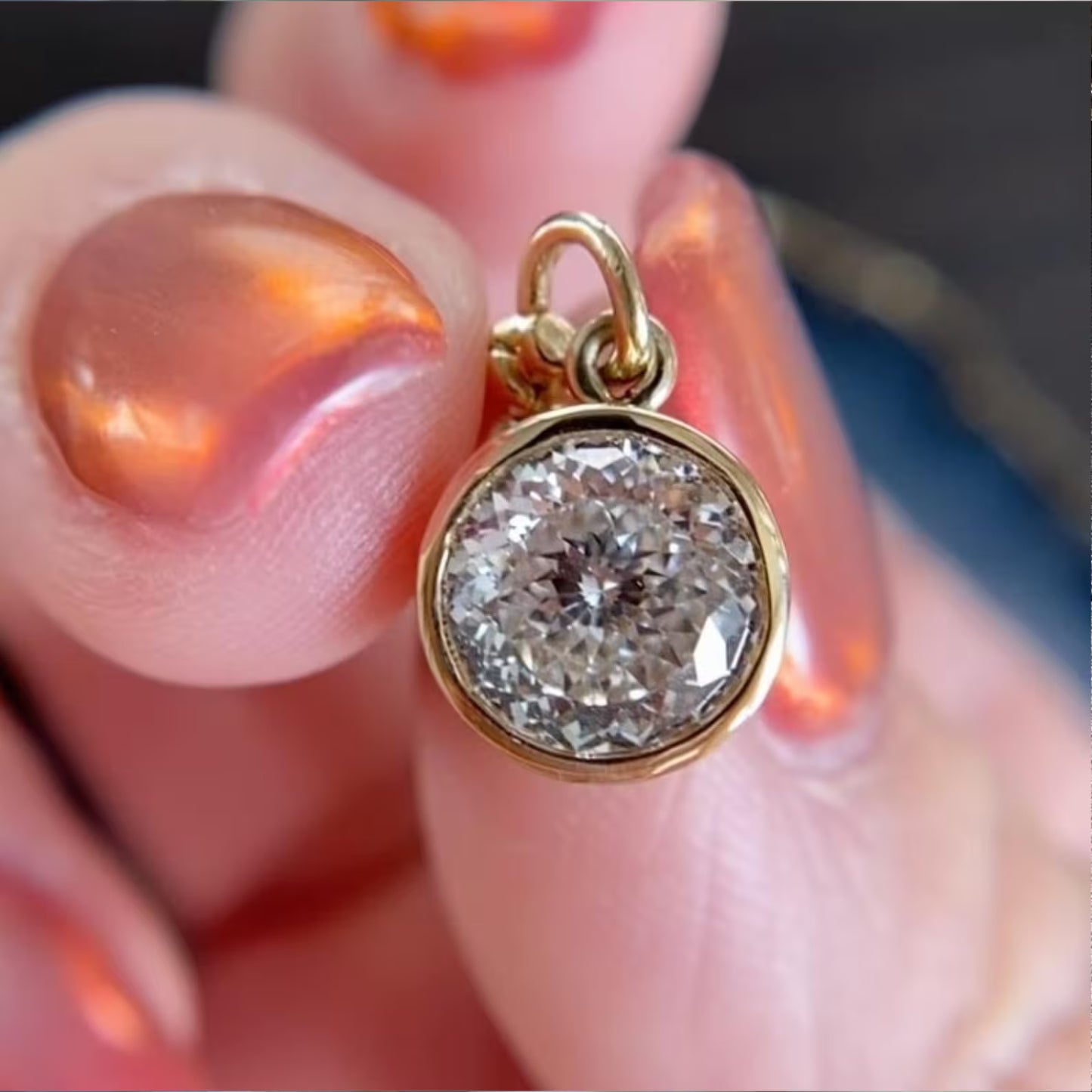 Portuguese Cut Bezel Set Sparkly Pendant Simple Elegant Jewelry
