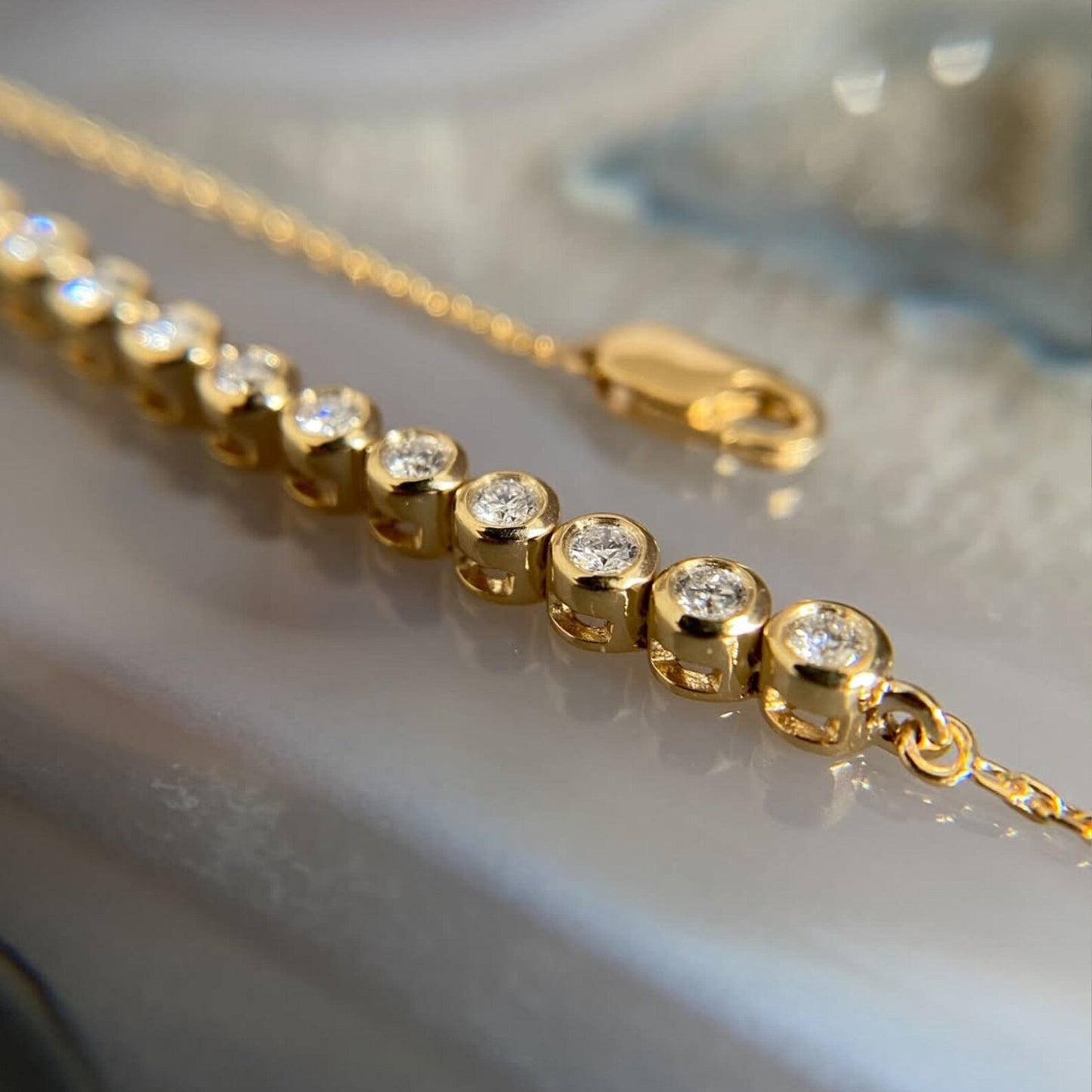 Tennis Bracelet Lab Grown Diamond. Bezel Set Tennis Bracelet. 2.0 carat. Stackable Bracelet