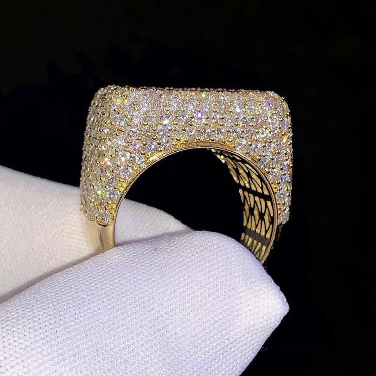 Billy Stedman Men Silver Champion Ring, Full Ice out Diamond