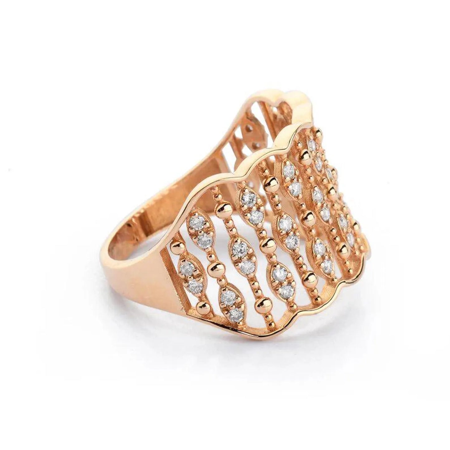 Wide Band Ring, Thick Gold Ring, Big Rings, Diamond Cluster Ring