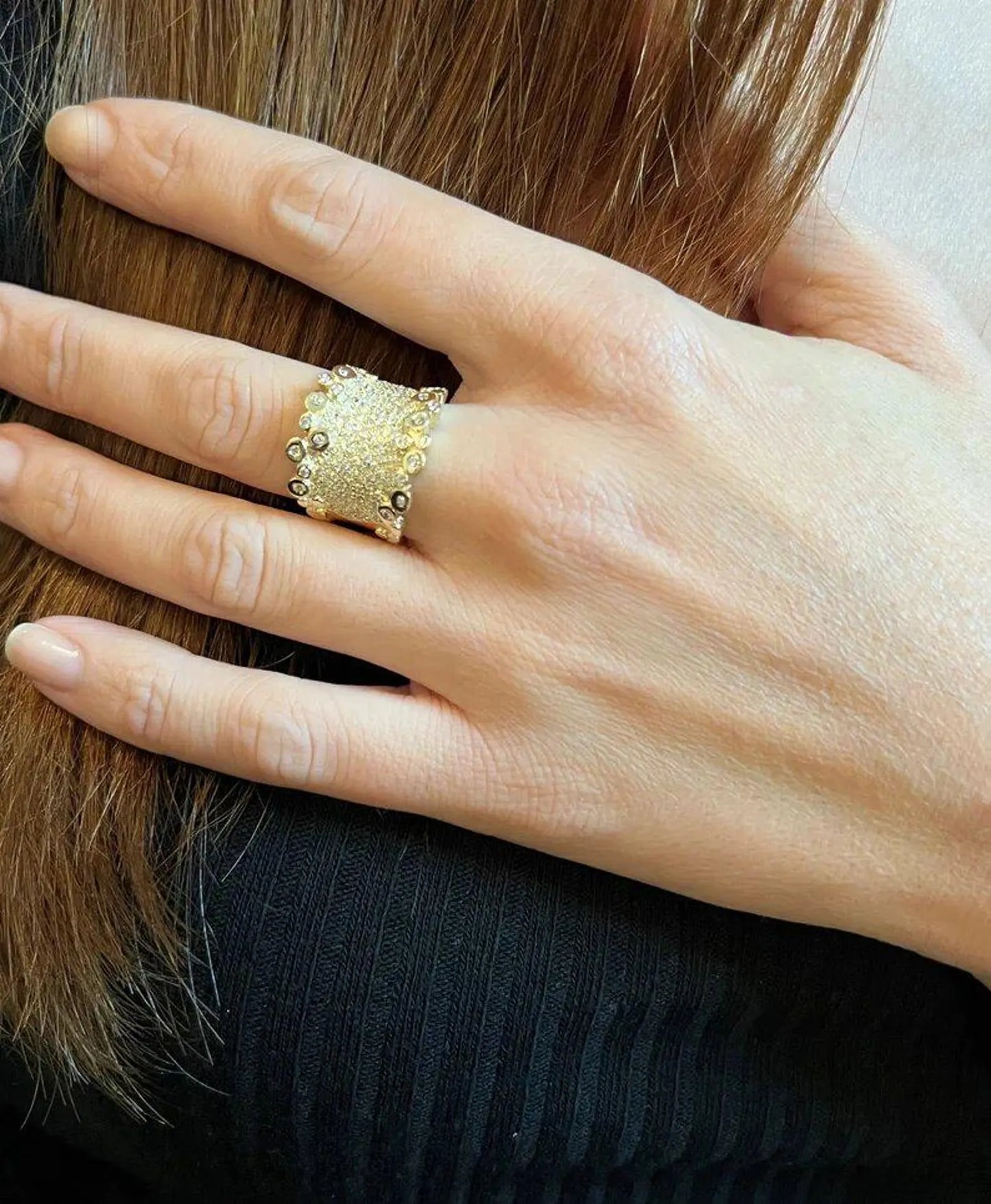 Wedding Band, Gold Diamond Ring, Pave Diamonds Ring, Gold Statement Ring, Huge Diamond Ring, Big Engagement Rings