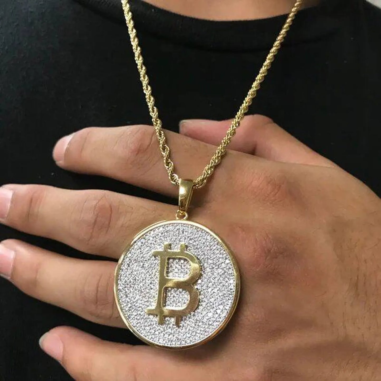Bitcoin iced out pendants, Bitcoin Moissanite iced out pendant