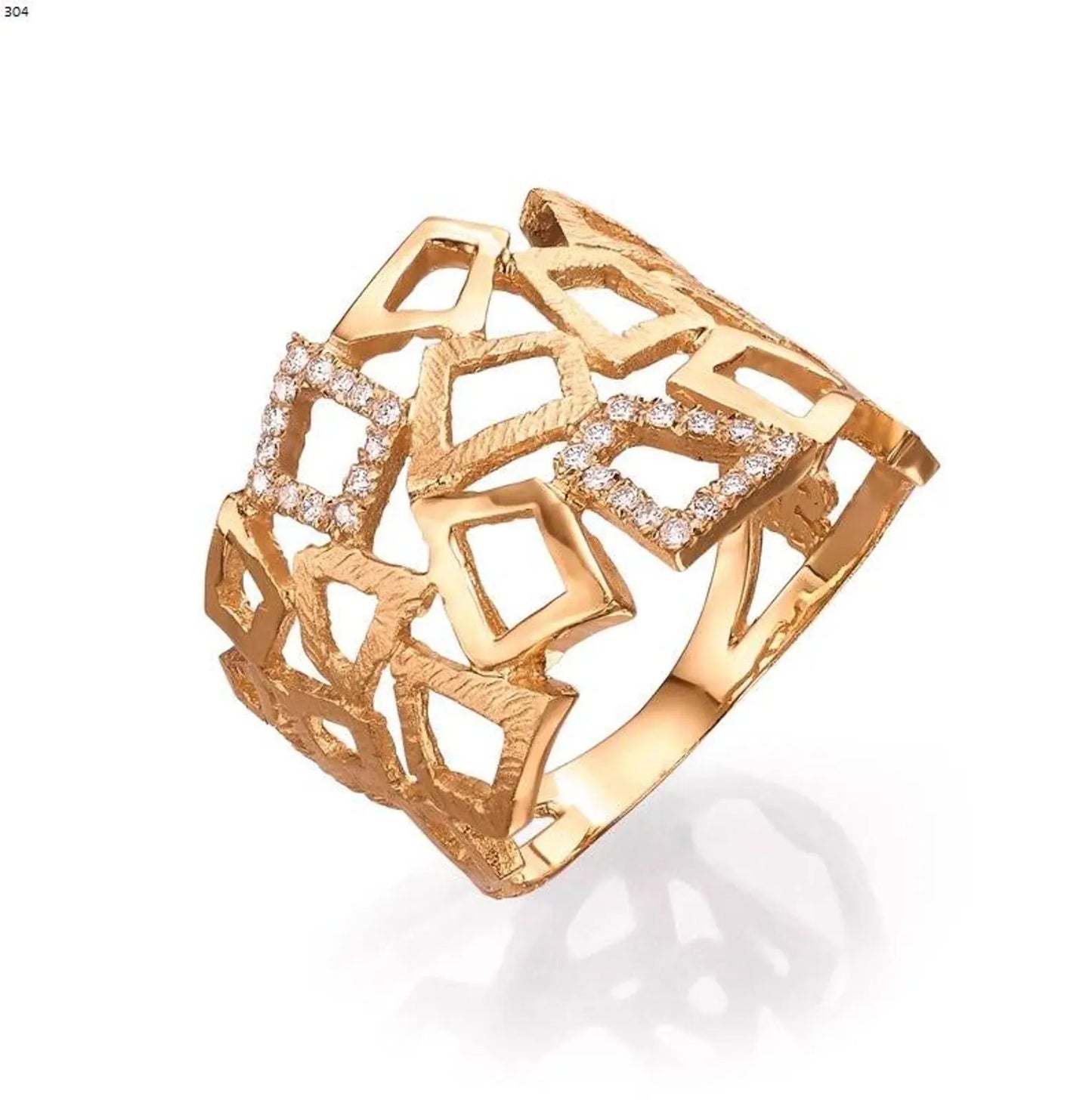 Modern Diamond Ring, Special Diamond Ring, Inlaid Diamond Ring, Gold Handmade Ring