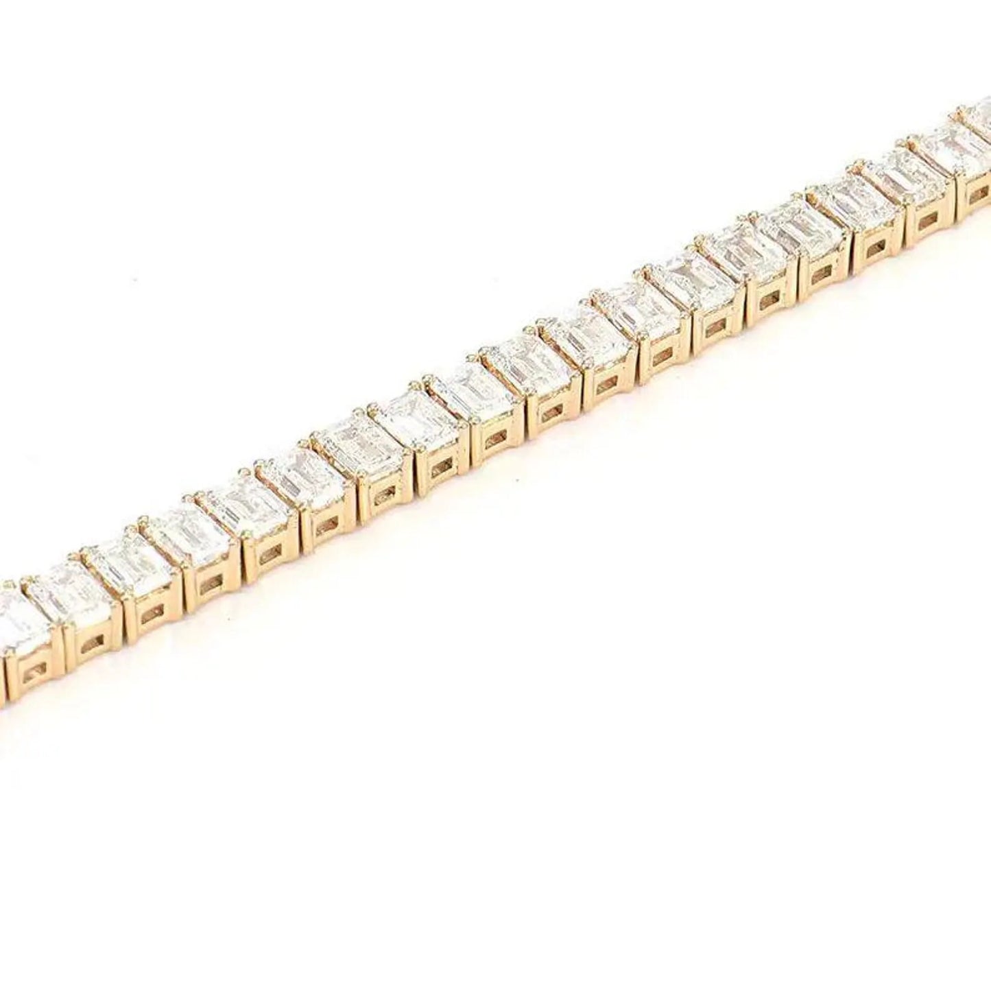 Emerald Cut Moissanite Tennis Bracelet, 14k Gold Unisex Moissanite Bracelet