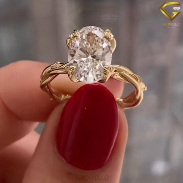 3CT Oval Diamond Engagement Ring, Twisted Bypass Band, Solid Gold, Lab-Grown Diamond or Moissanite.