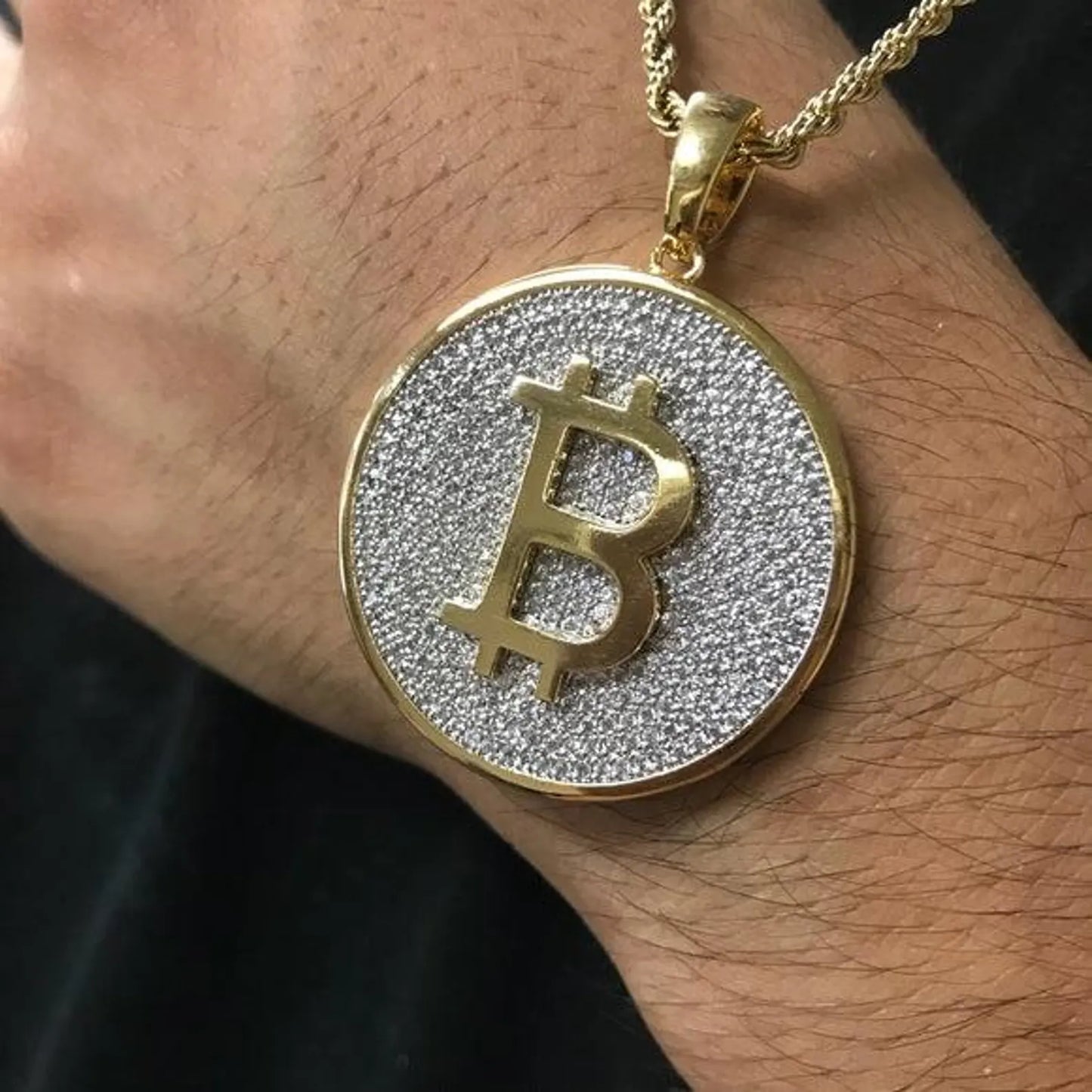 Bitcoin iced out pendants, Bitcoin Moissanite iced out pendant