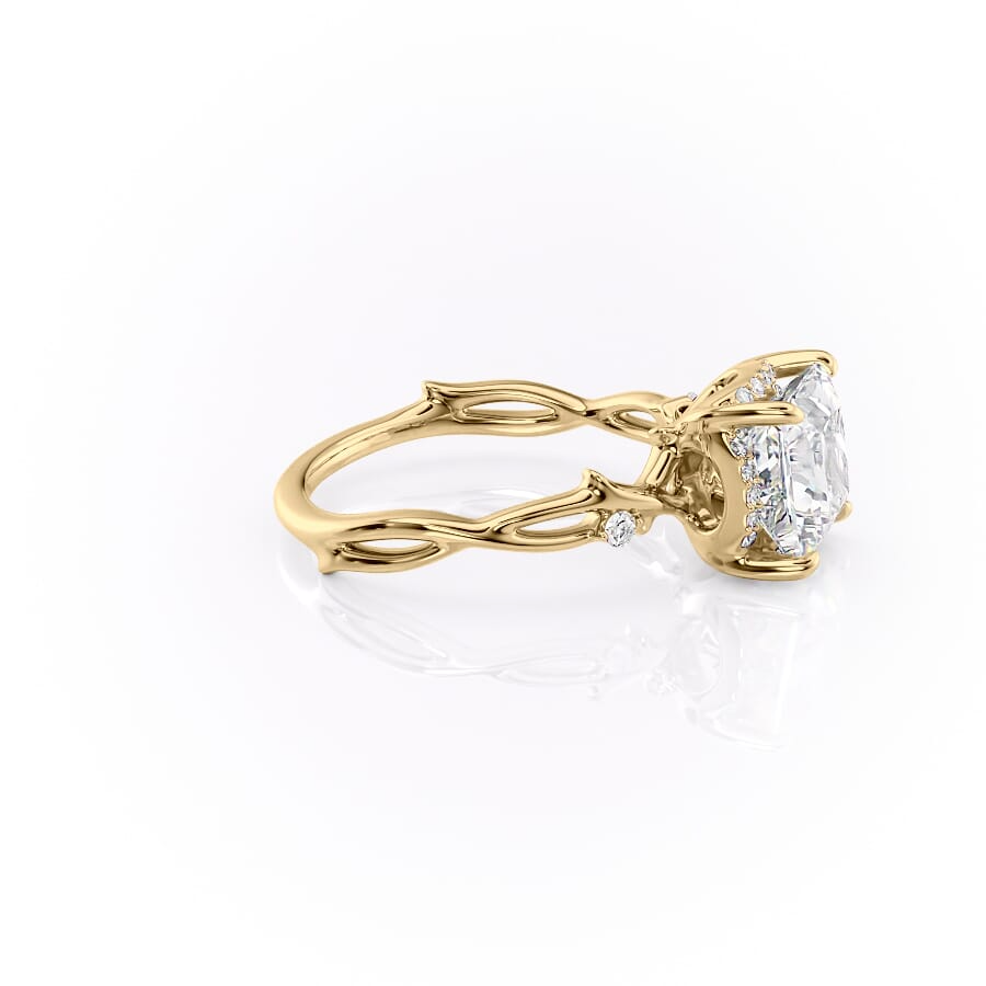 2 CT Princess Cut Moissanite Engagement Ring Princess Halo Twig Lab Grown Diamond Ring Unique Nature Inspired Ring 14K Solid Gold Ring.