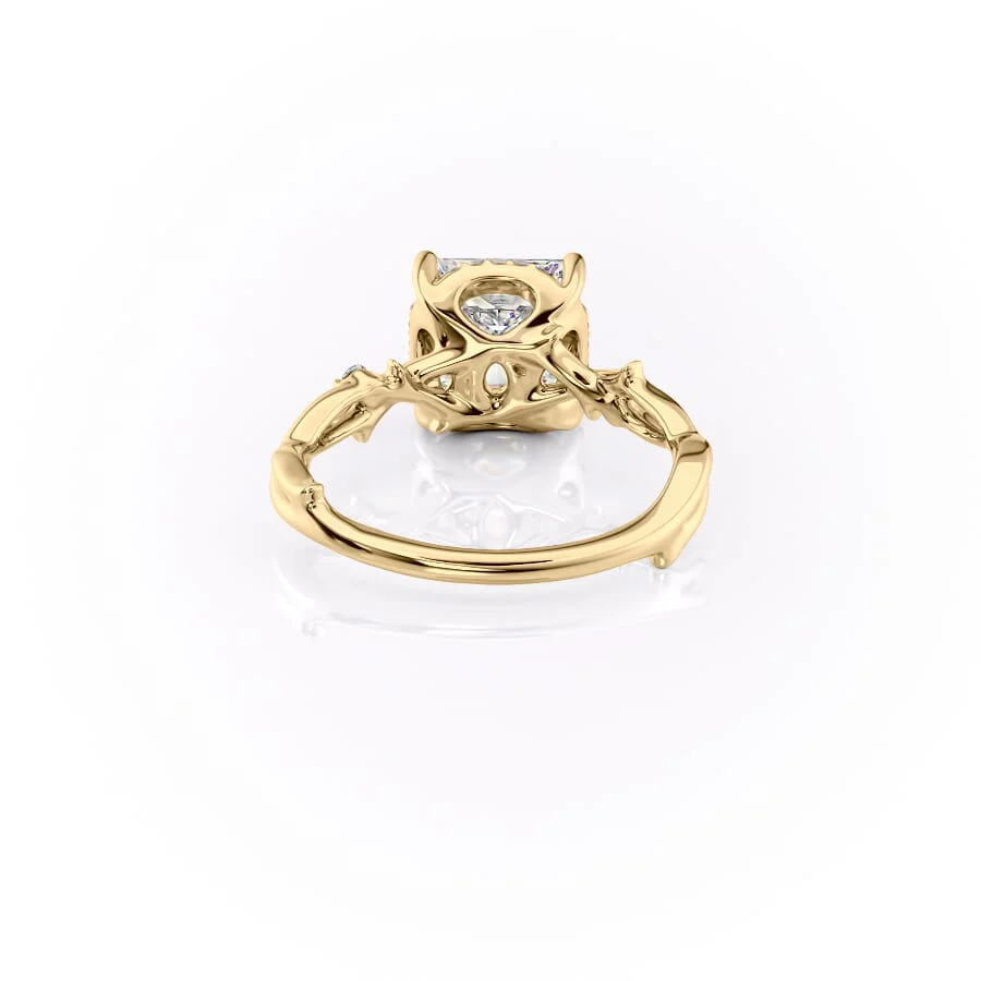 2 CT Princess Cut Moissanite Engagement Ring Princess Halo Twig Lab Grown Diamond Ring Unique Nature Inspired Ring 14K Solid Gold Ring.