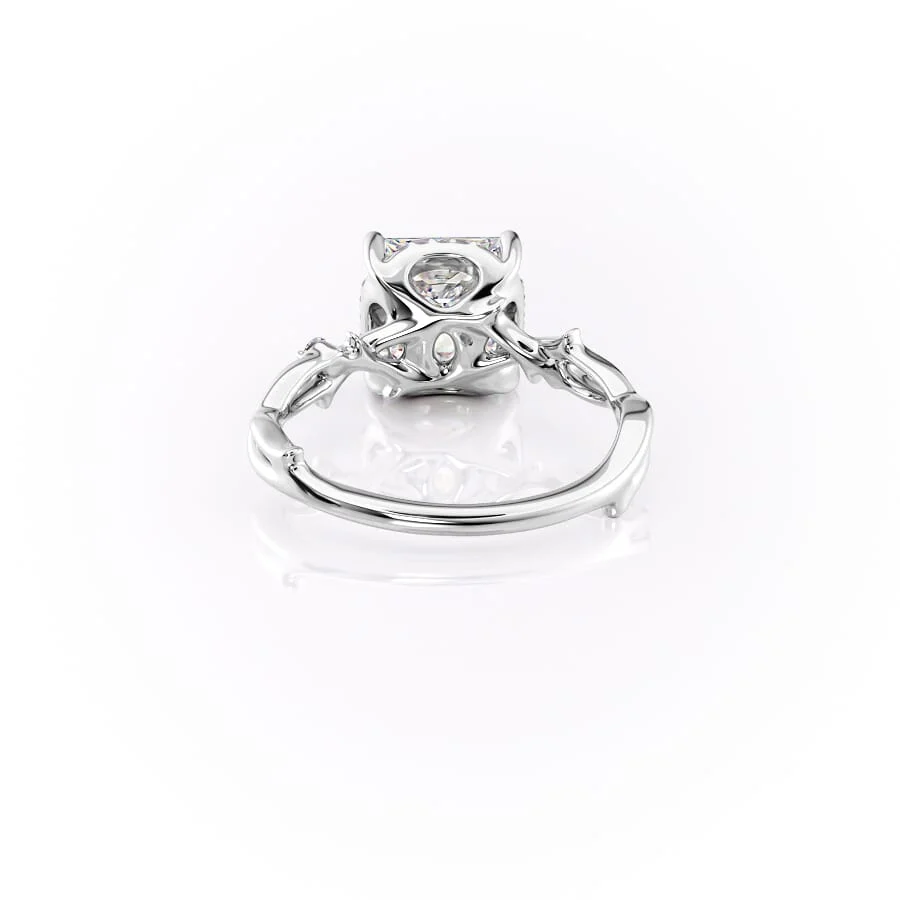 2 CT Princess Cut Moissanite Engagement Ring Princess Halo Twig Lab Grown Diamond Ring Unique Nature Inspired Ring 14K Solid Gold Ring.