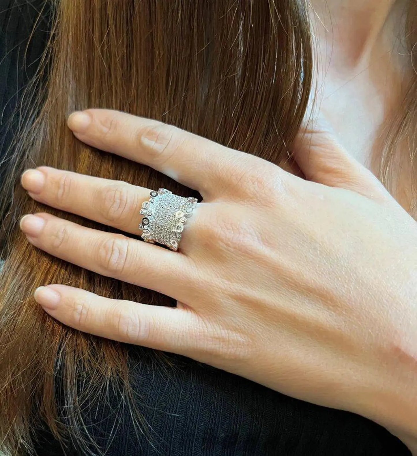 Wedding Band, Gold Diamond Ring, Pave Diamonds Ring, Gold Statement Ring, Huge Diamond Ring, Big Engagement Rings