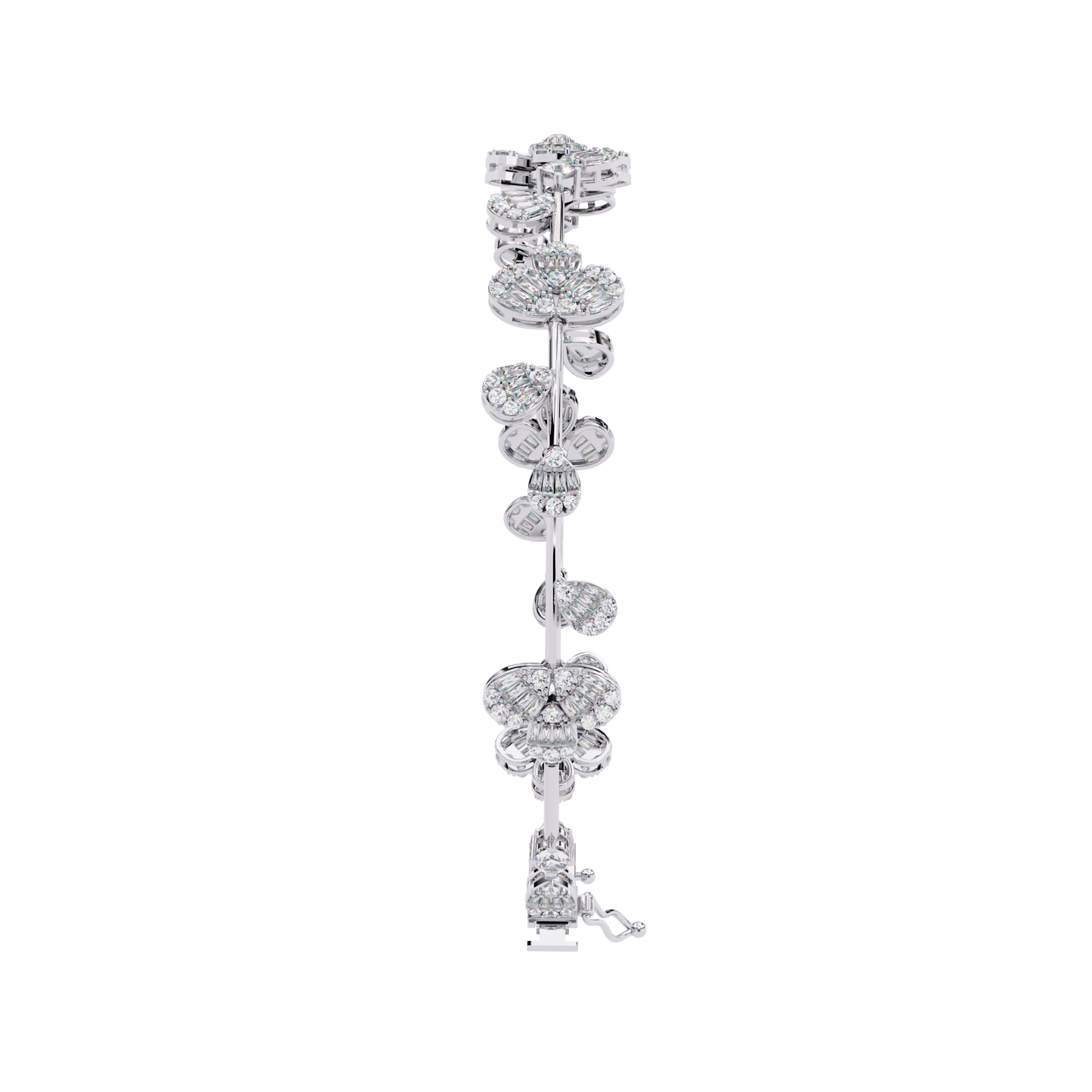 Floral Cluster Tennis Bracelet | Blossom Design with Pear & Marquise Petals | Lab-Grown Diamond/Moissanite | Solid Gold or Platinum | Elegant Gift
