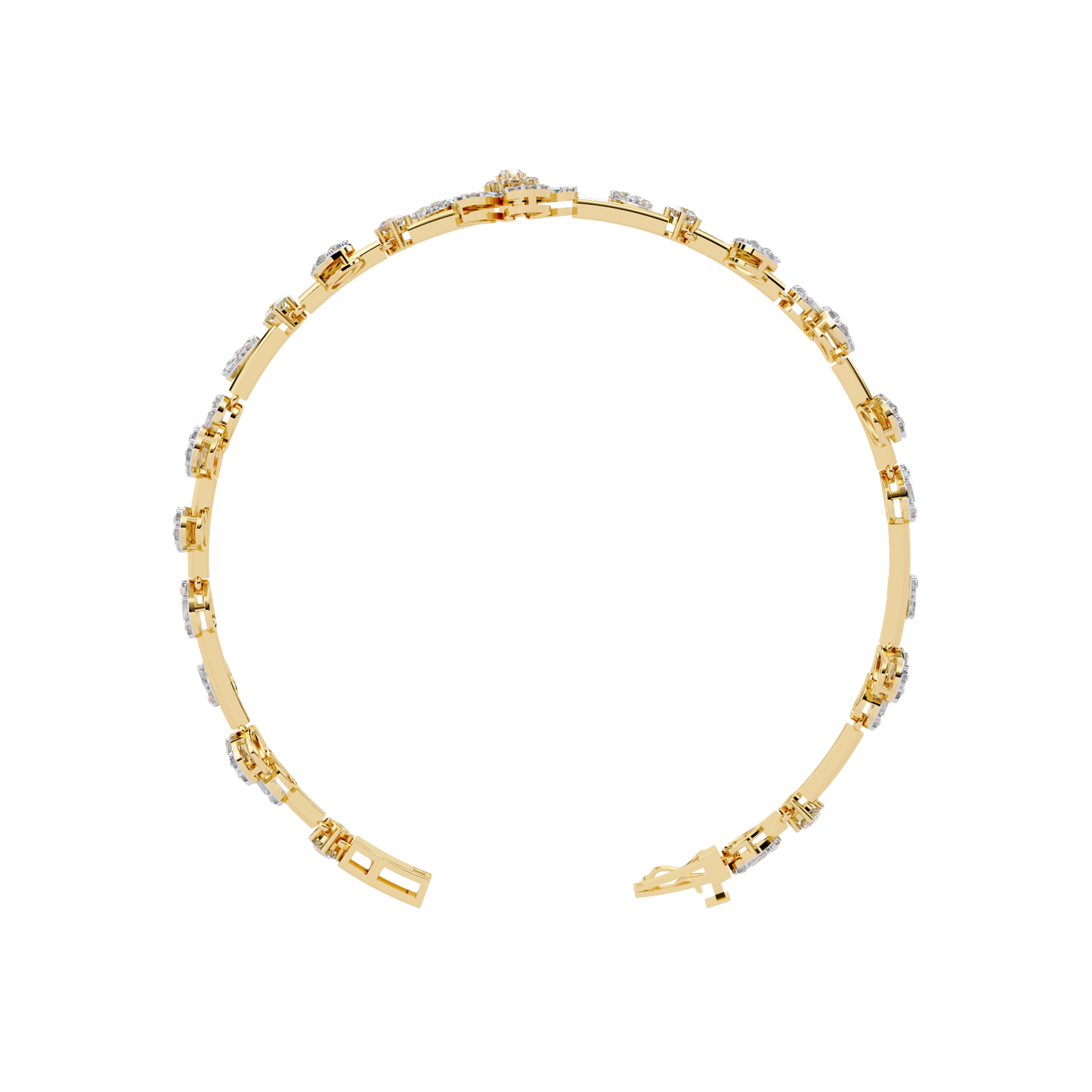 Floral Cluster Tennis Bracelet | Blossom Design with Pear & Marquise Petals | Lab-Grown Diamond/Moissanite | Solid Gold or Platinum | Elegant Gift