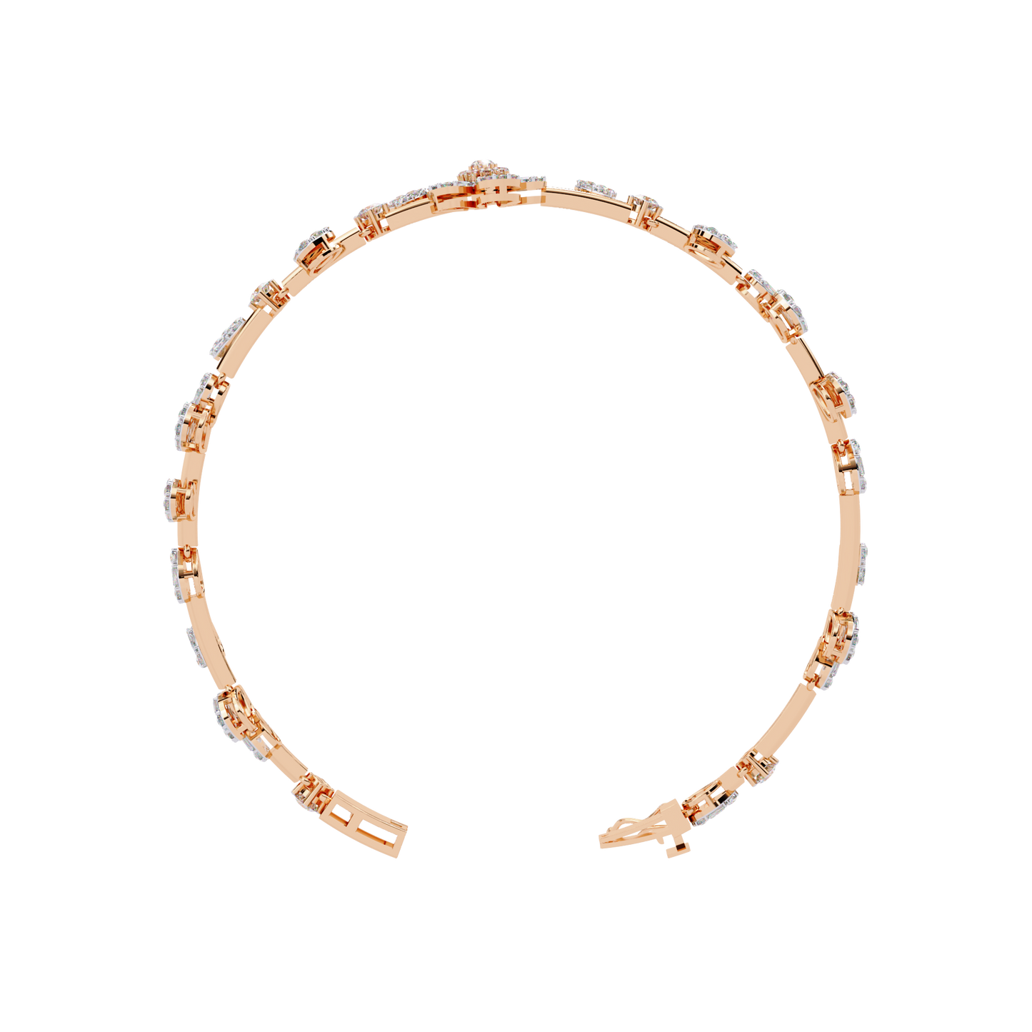 Floral Cluster Tennis Bracelet | Blossom Design with Pear & Marquise Petals | Lab-Grown Diamond/Moissanite | Solid Gold or Platinum | Elegant Gift