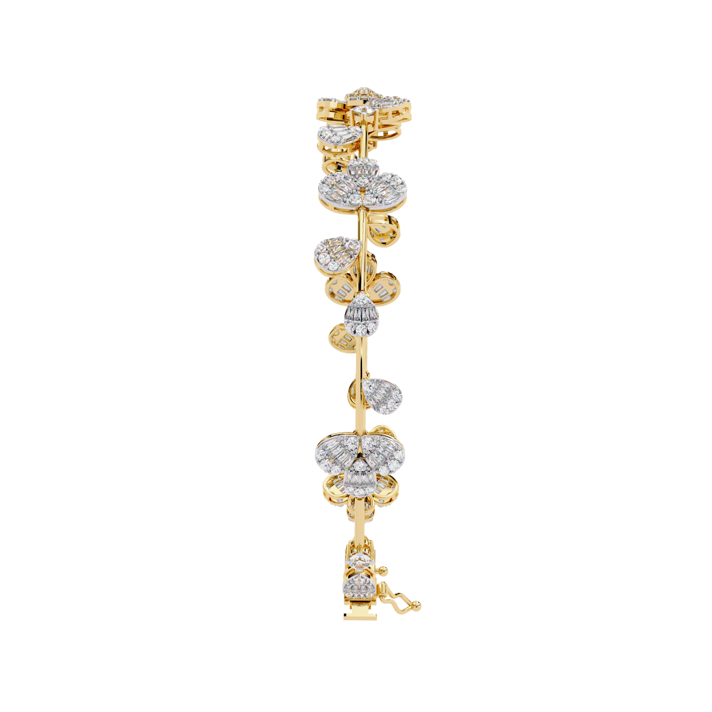 Floral Cluster Tennis Bracelet | Blossom Design with Pear & Marquise Petals | Lab-Grown Diamond/Moissanite | Solid Gold or Platinum | Elegant Gift