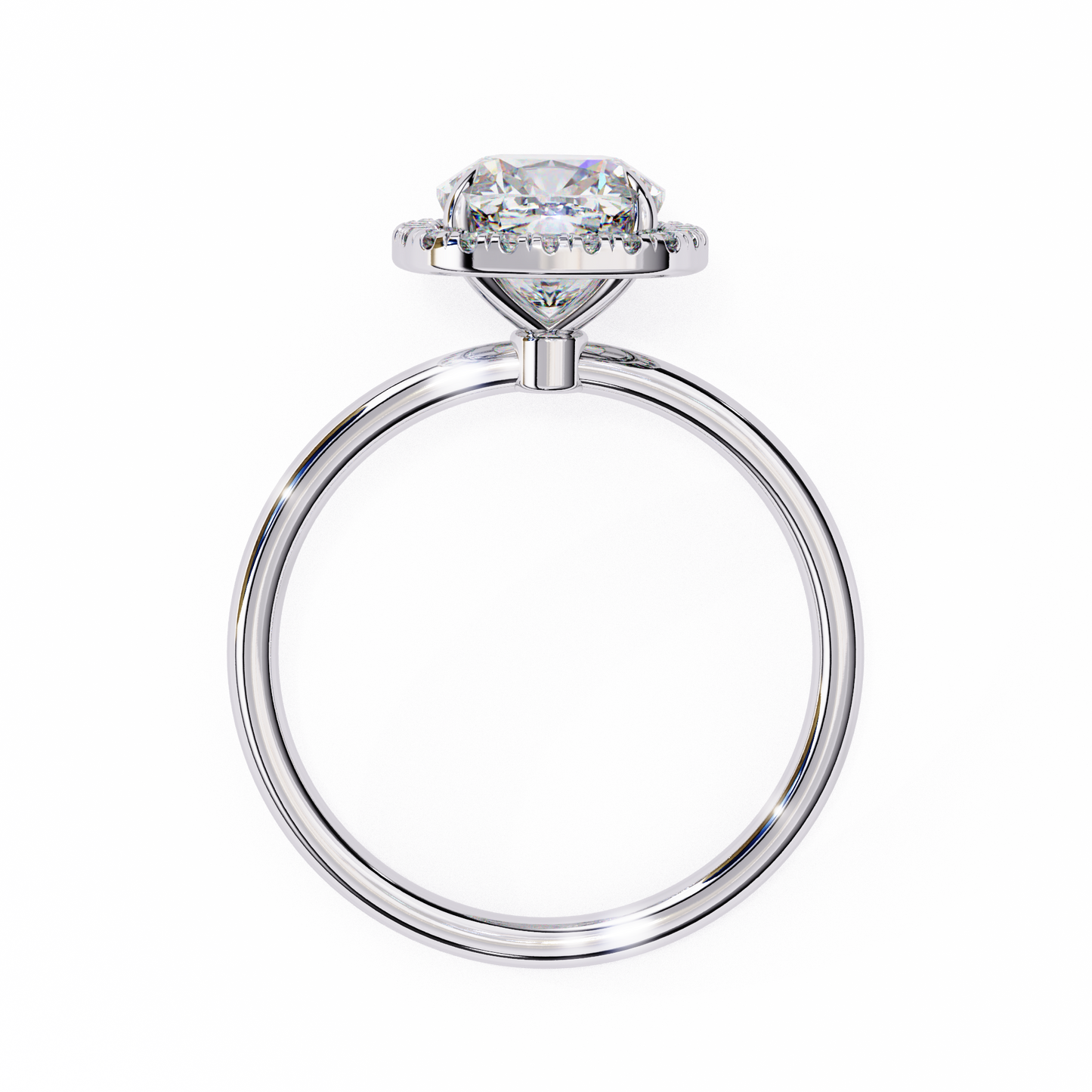 Cushion Halo Engagement Ring | Micro-Pavé Cushion Frame, Slim Band | Moissanite or Lab-Grown Diamond | Solid Gold or Platinum